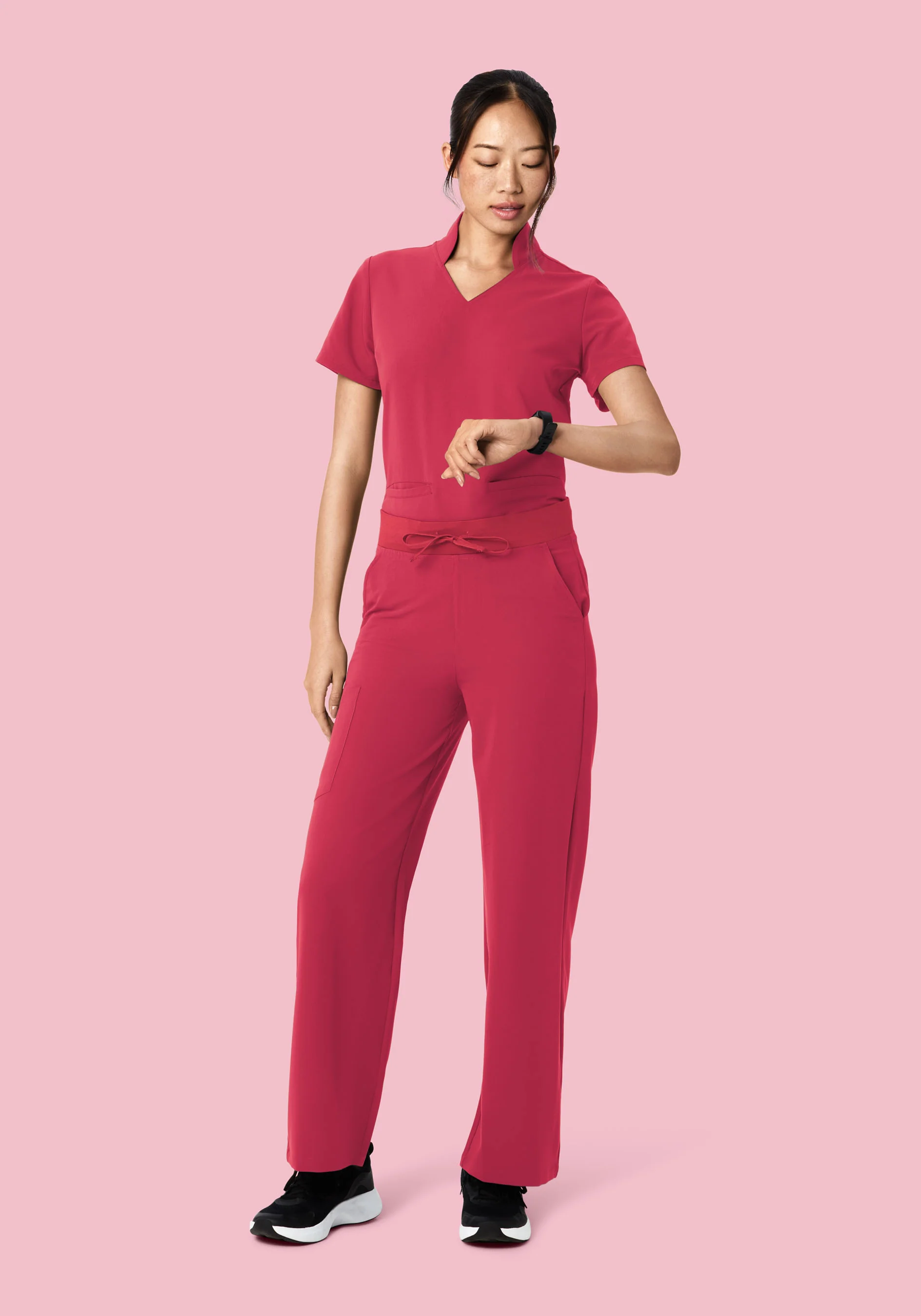High Waisted Wide Leg Deep Rose - Image 2