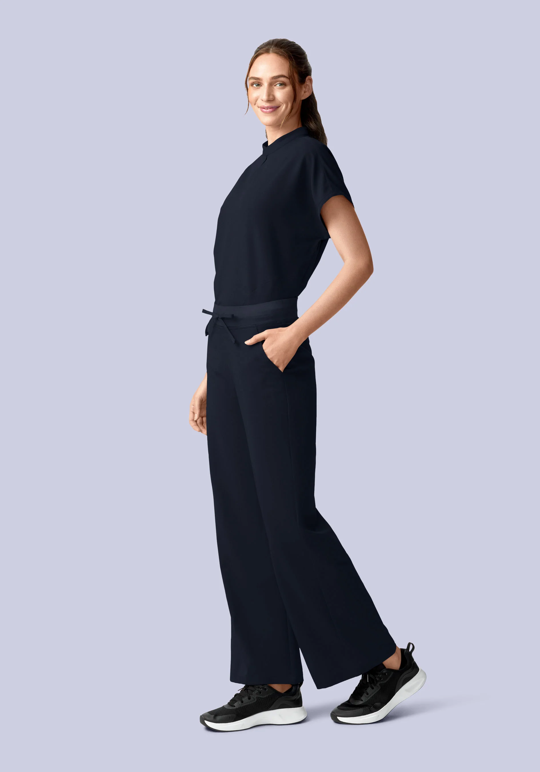High Waisted Wide Leg Midnight Navy - Image 2