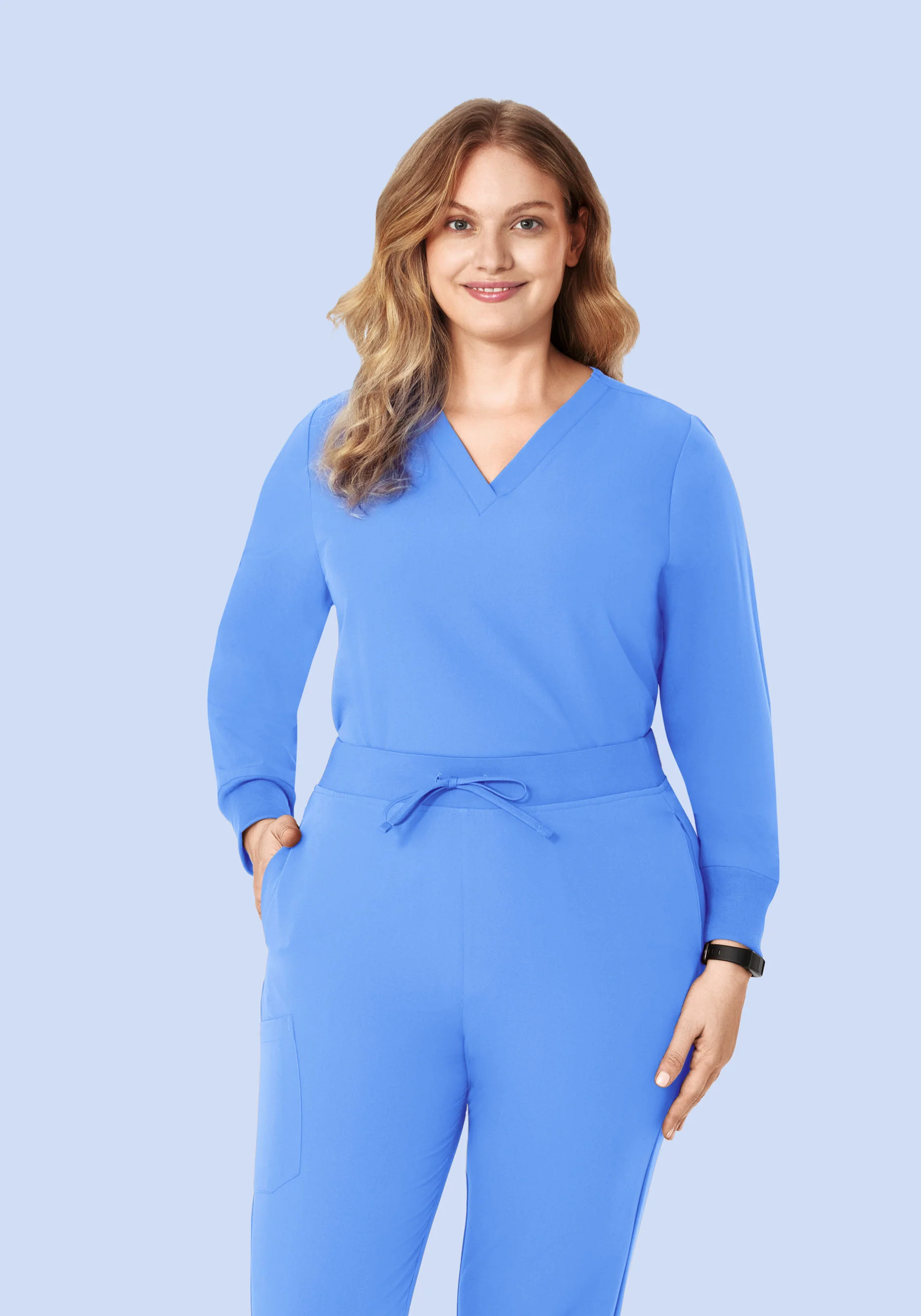 Long Sleeve 6 Pocket Top Ceil Blue - Image 6