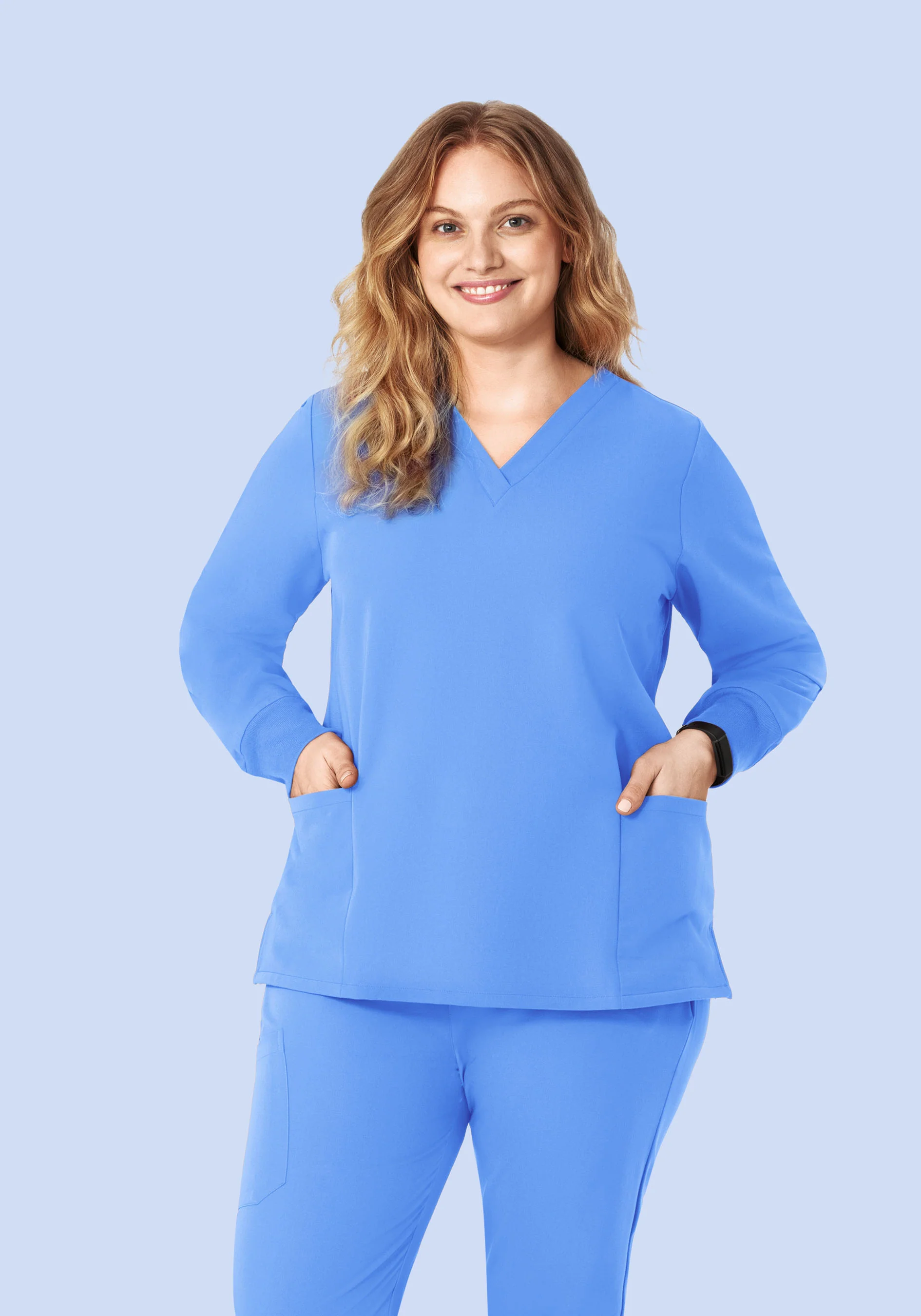 Long Sleeve 6 Pocket Top Ceil Blue - Image 9