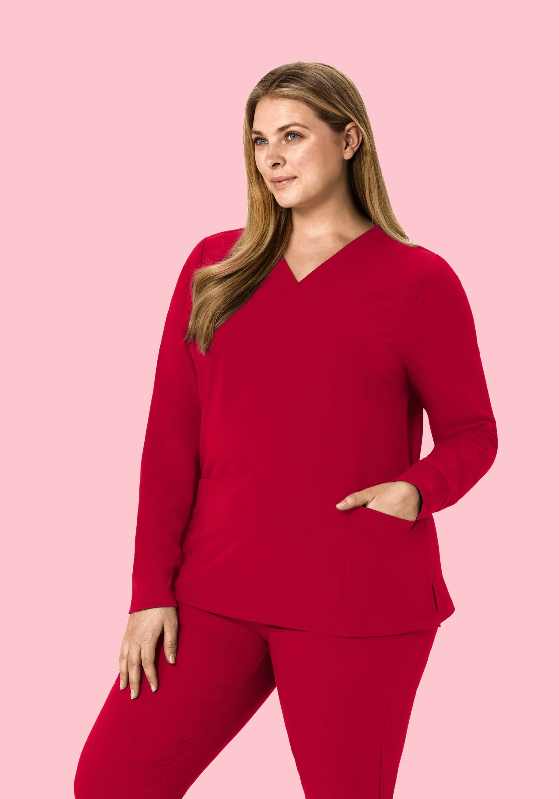 Long Sleeve 6 Pocket Top Crimson - Image 4