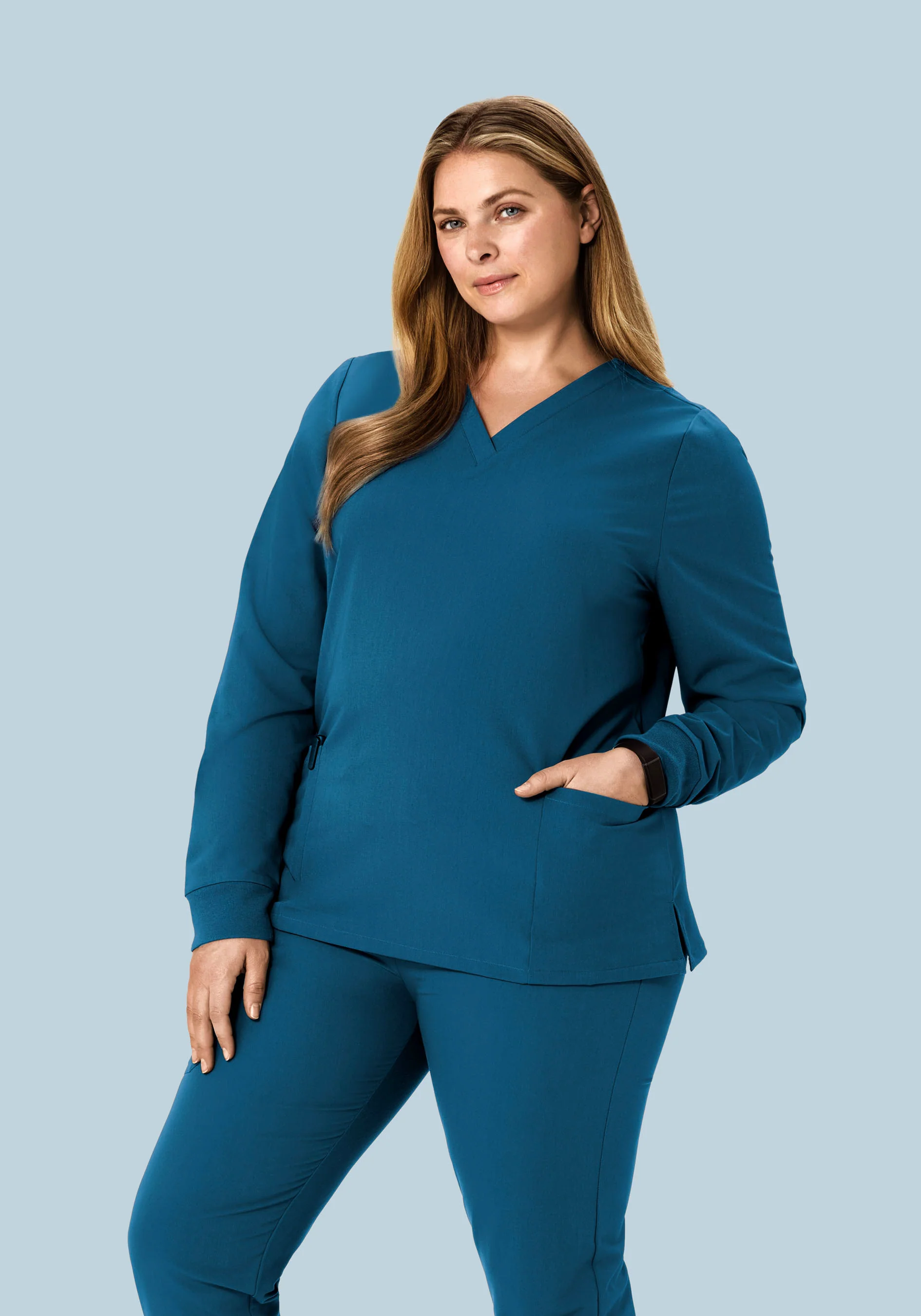 Long Sleeve 6 Pocket Top Harbor Blue - Image 5