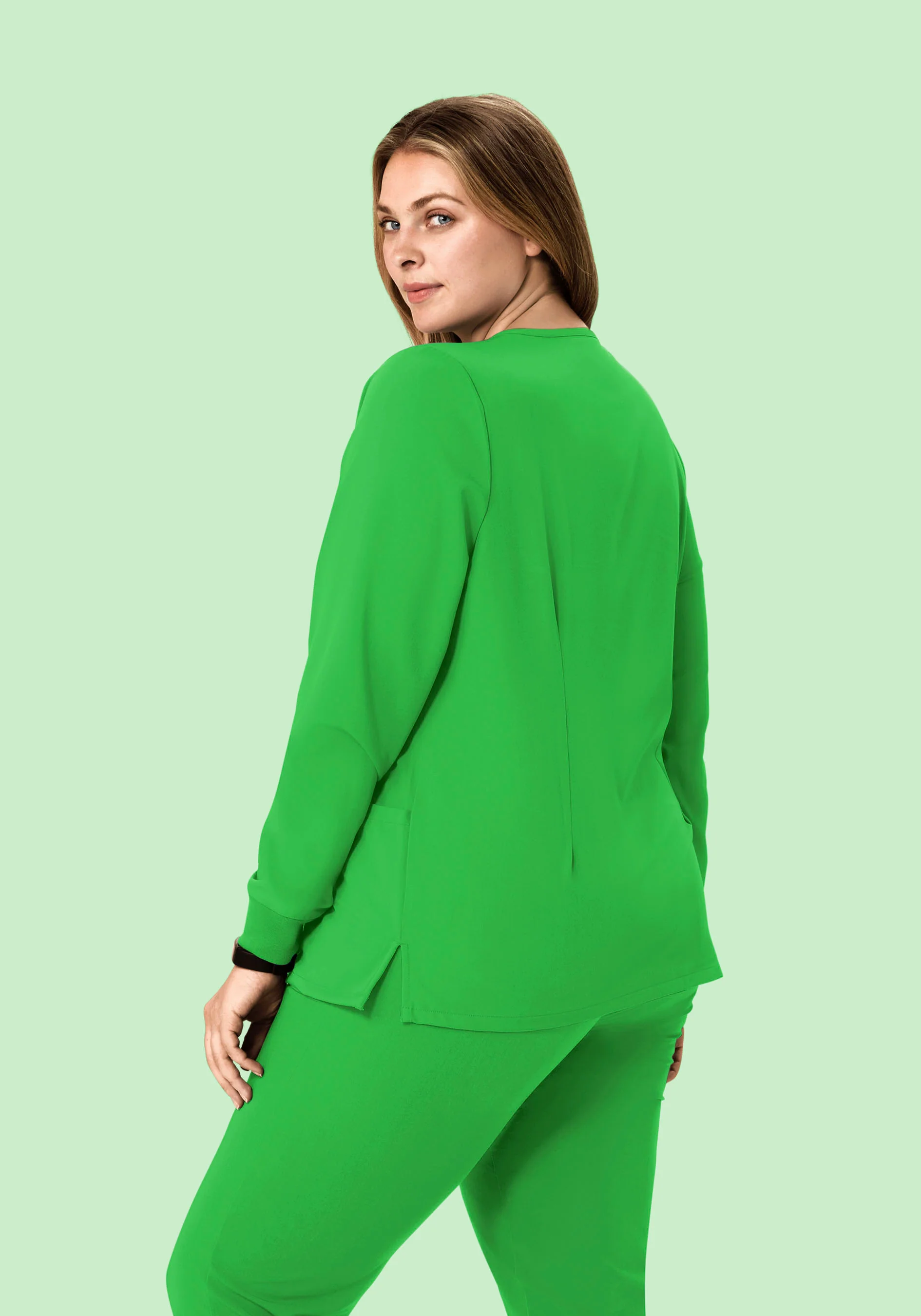 Long Sleeve 6 Pocket Top Kelly Green - Image 8