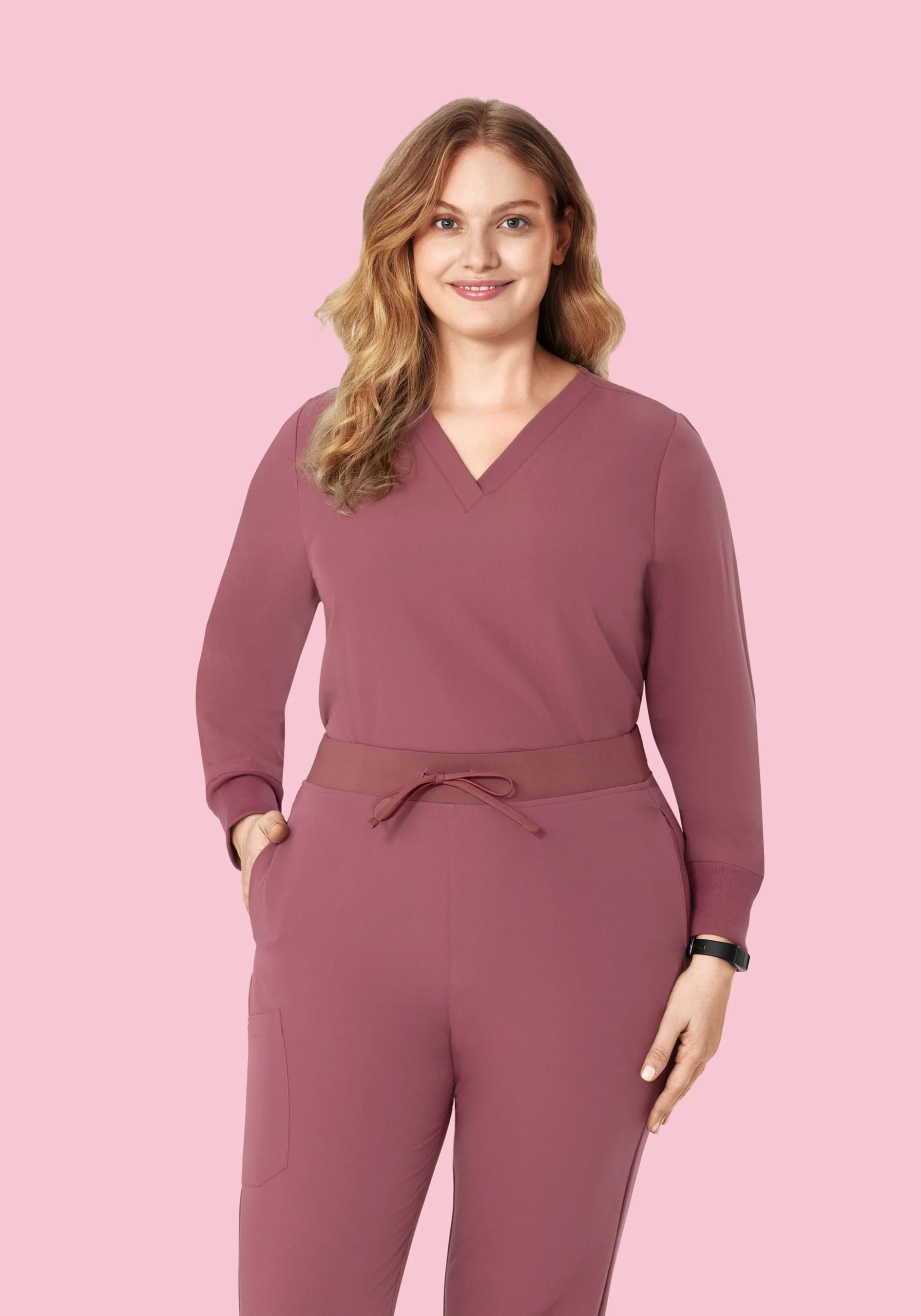 Long Sleeve 6 Pocket Top Mauve - Image 8