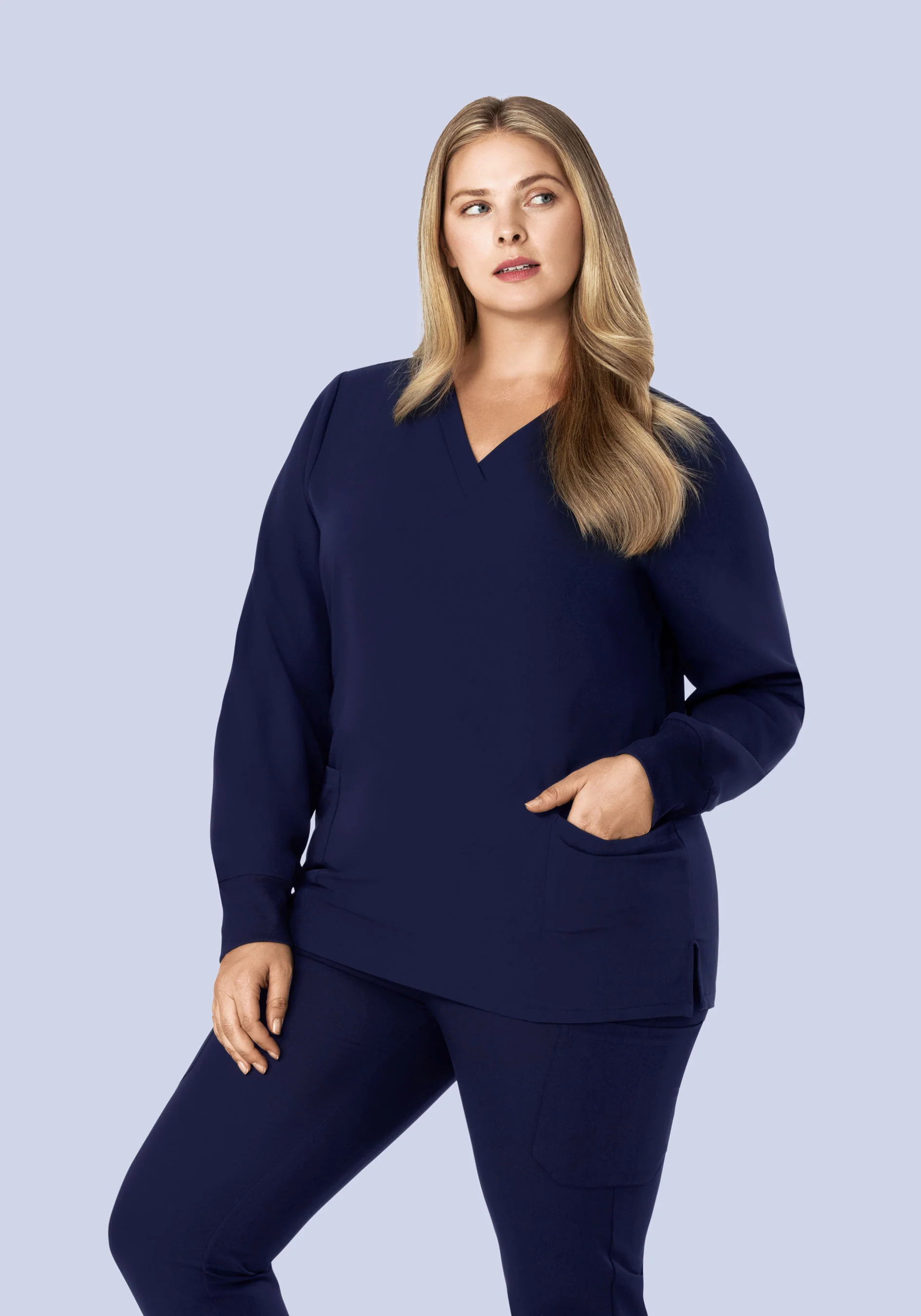 Long Sleeve 6 Pocket Top Navy - Image 10