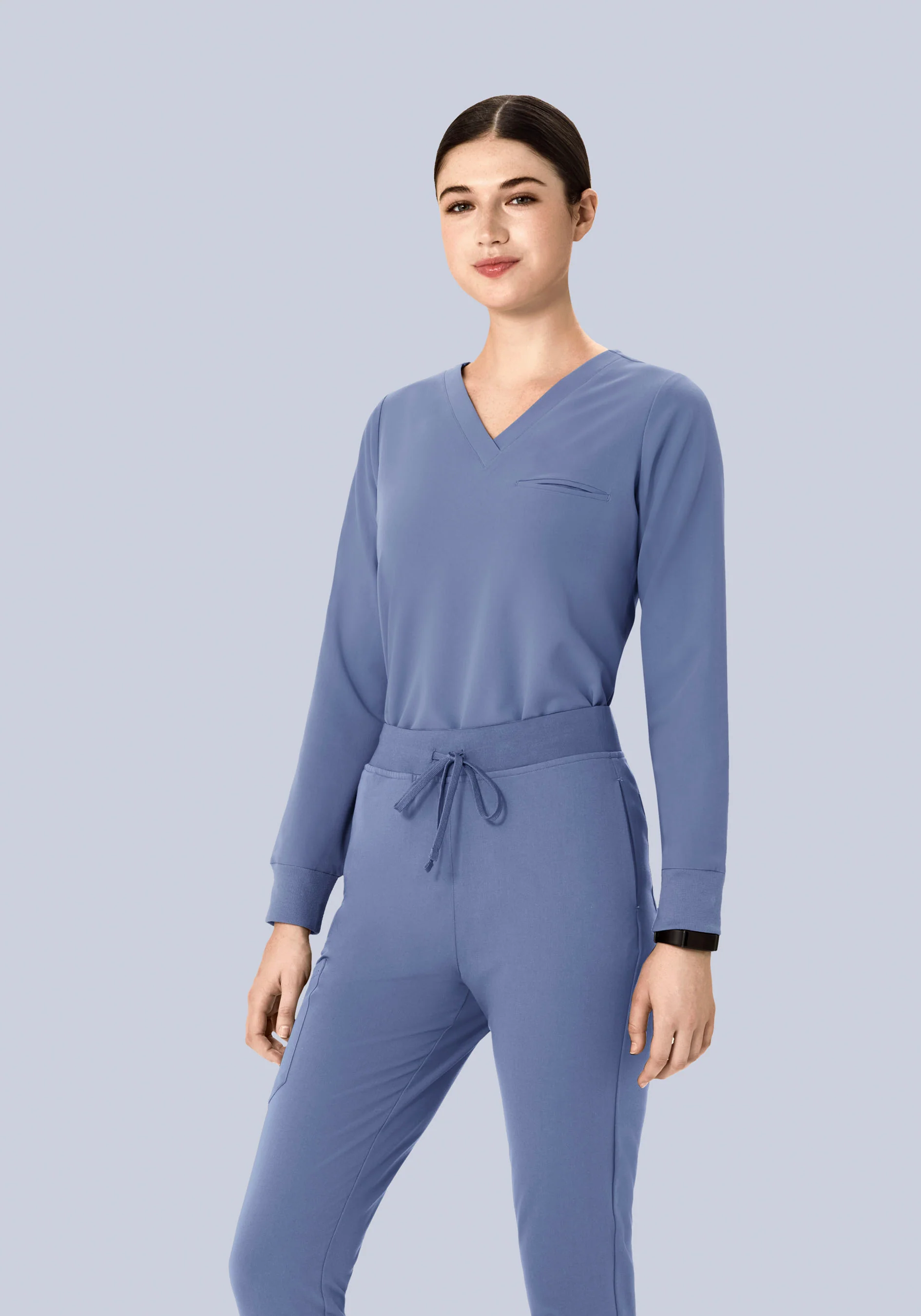 Long Sleeve One Pocket Top Periwinkle - Image 2