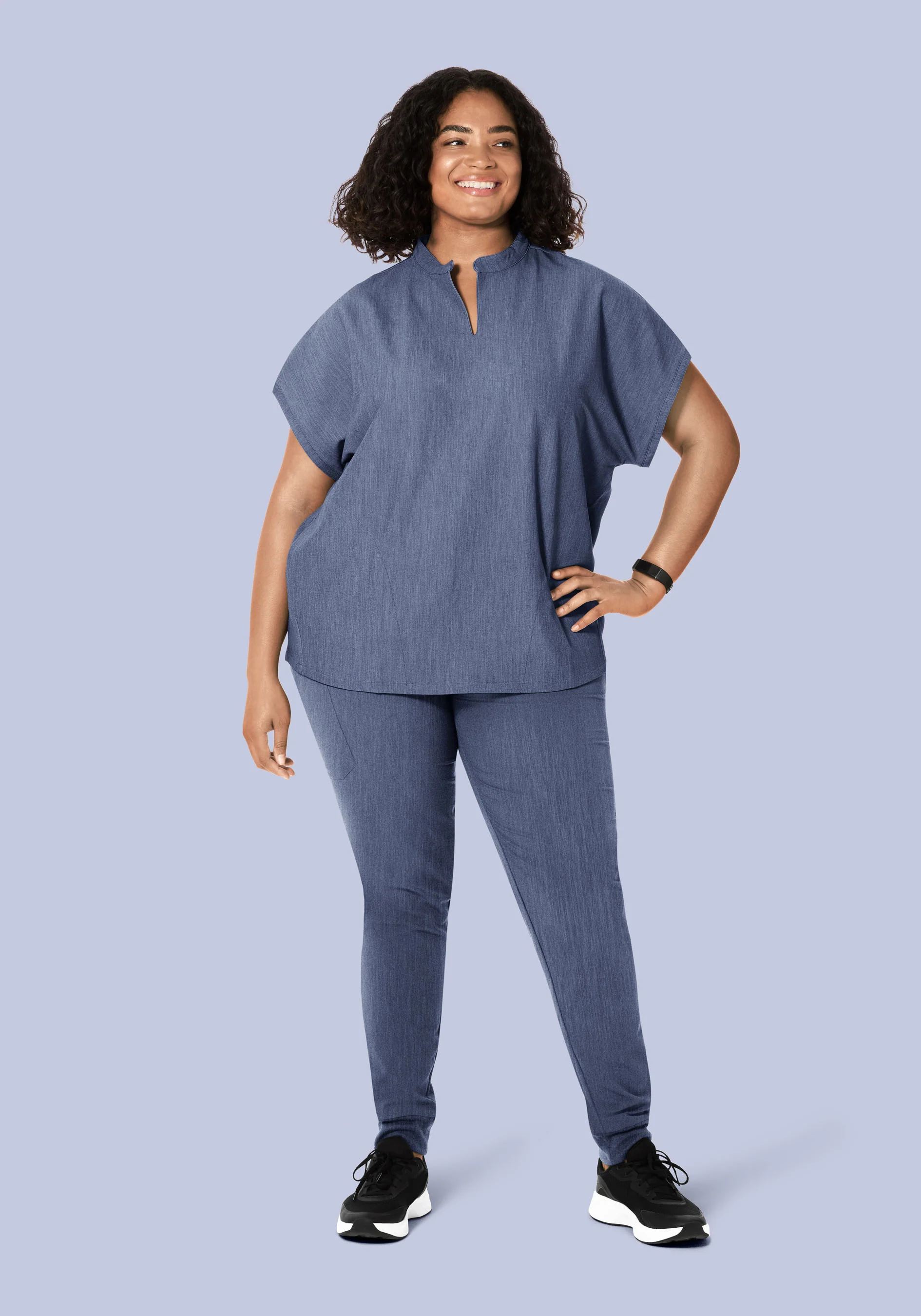 Mandarin Dolman Top Heather Denim - Image 4