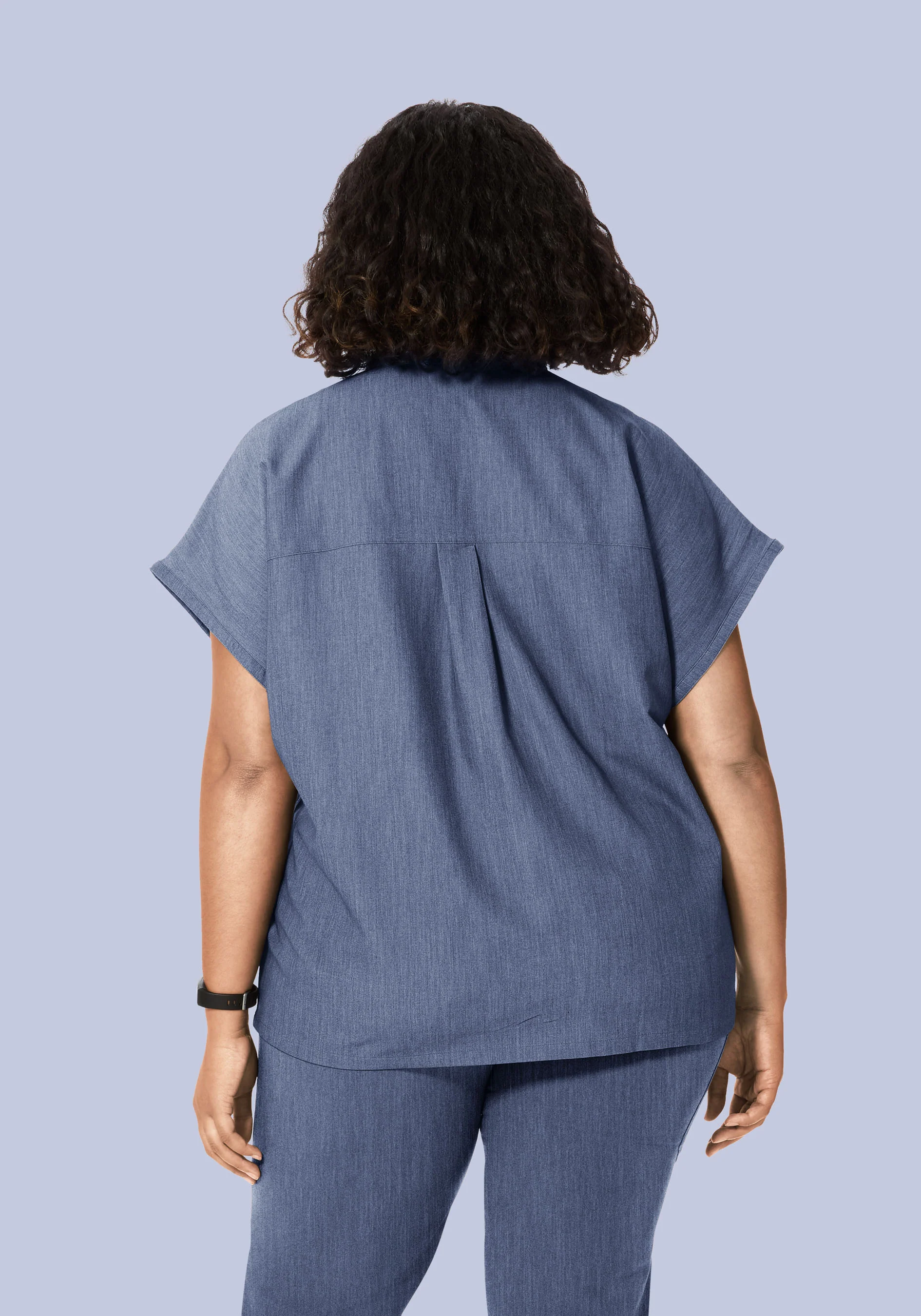 Mandarin Dolman Top Heather Denim - Image 5