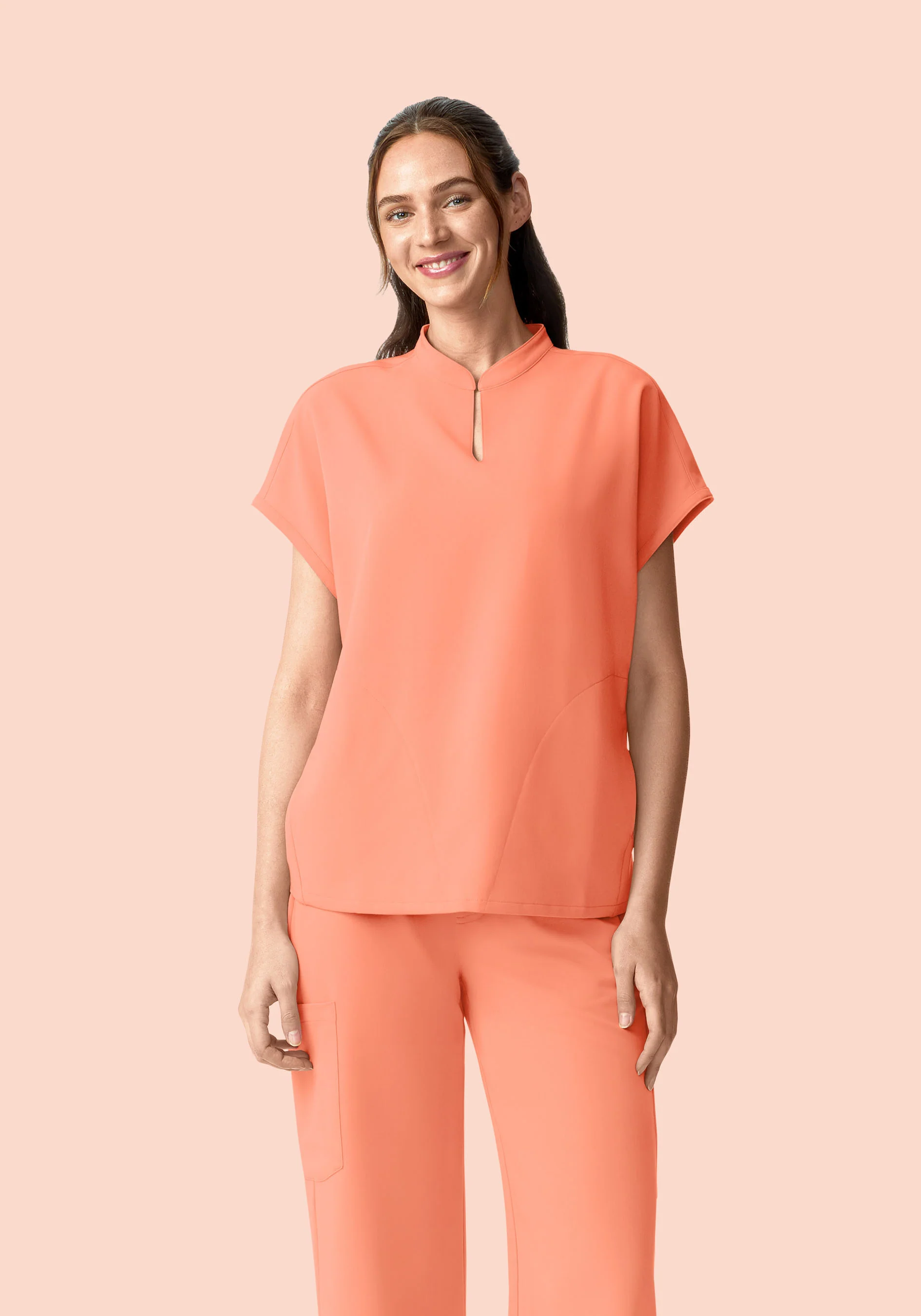 Mandarin Dolman Top Peach