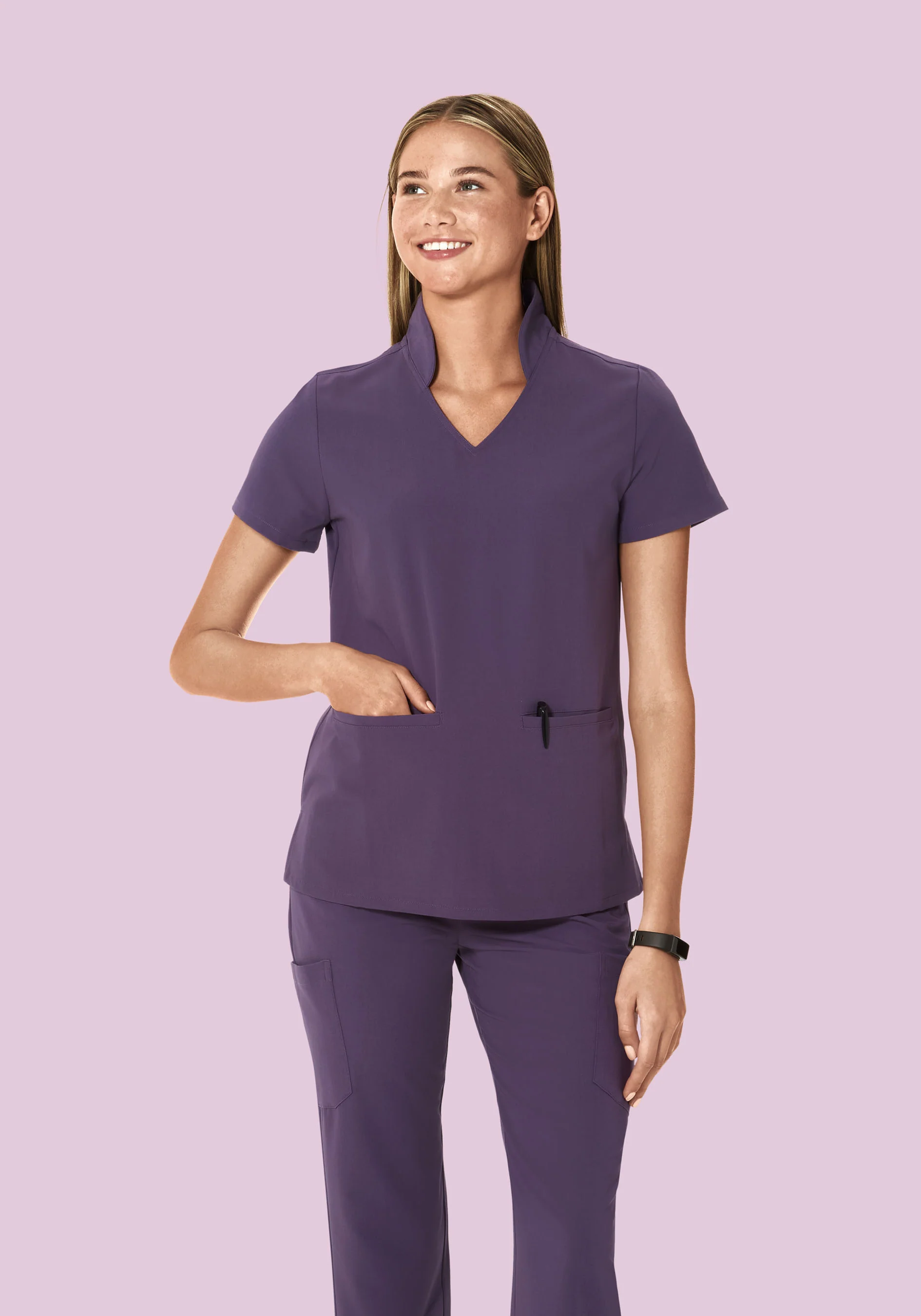 Multi Wear Collar Top Deep Dewberry
