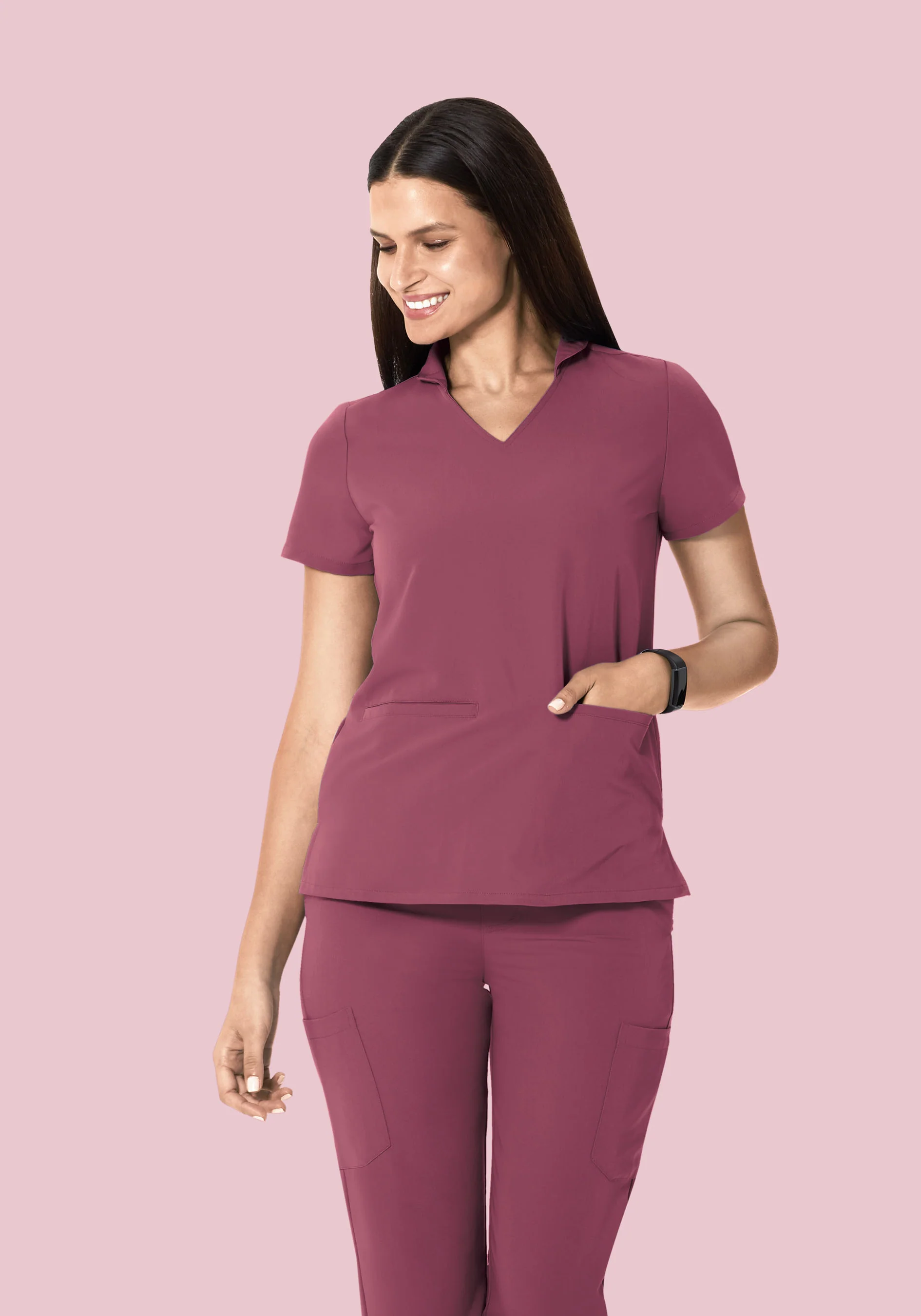 Multi Wear Collar Top Deep Mauve