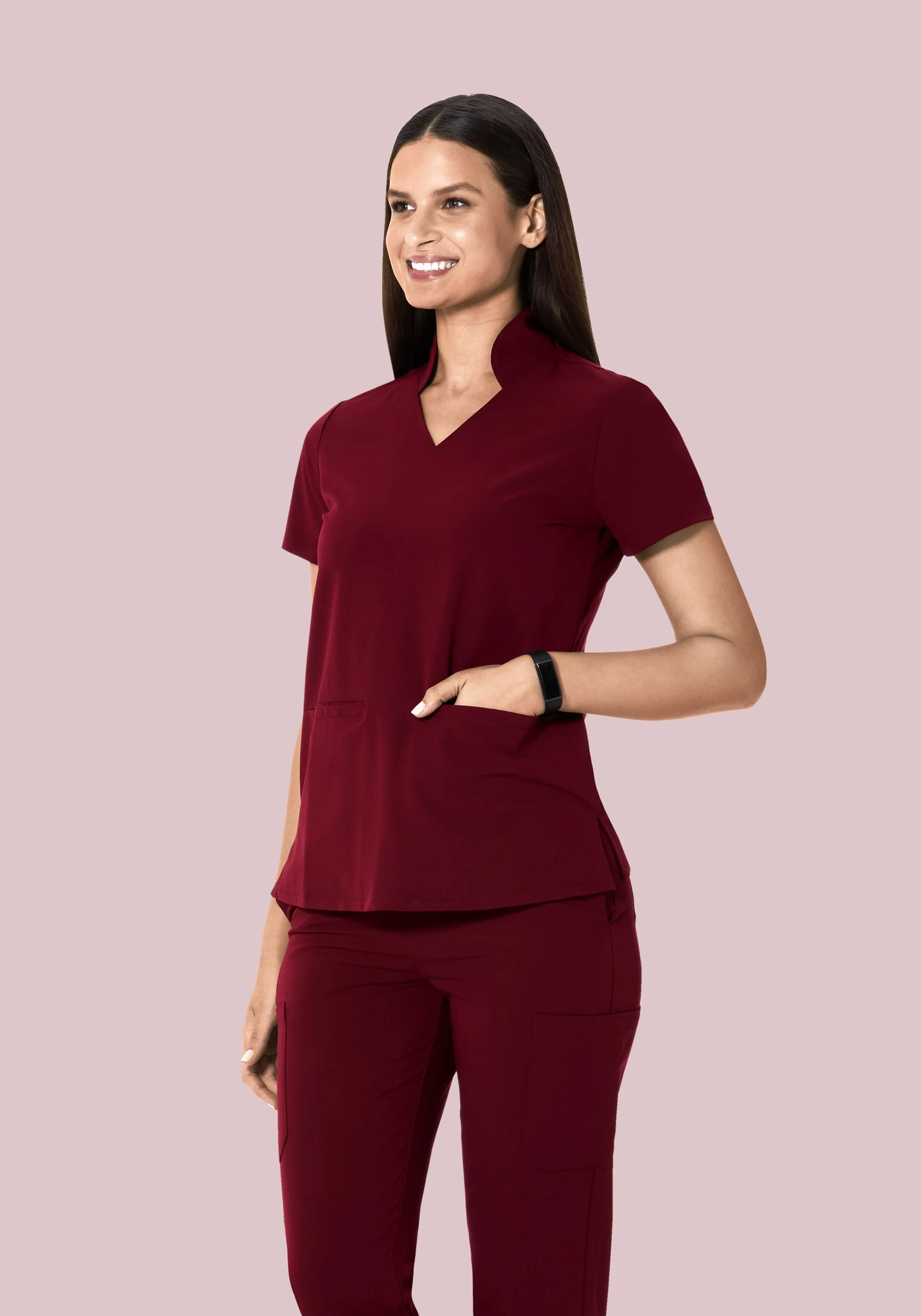 Multi Wear Collar Top Wine