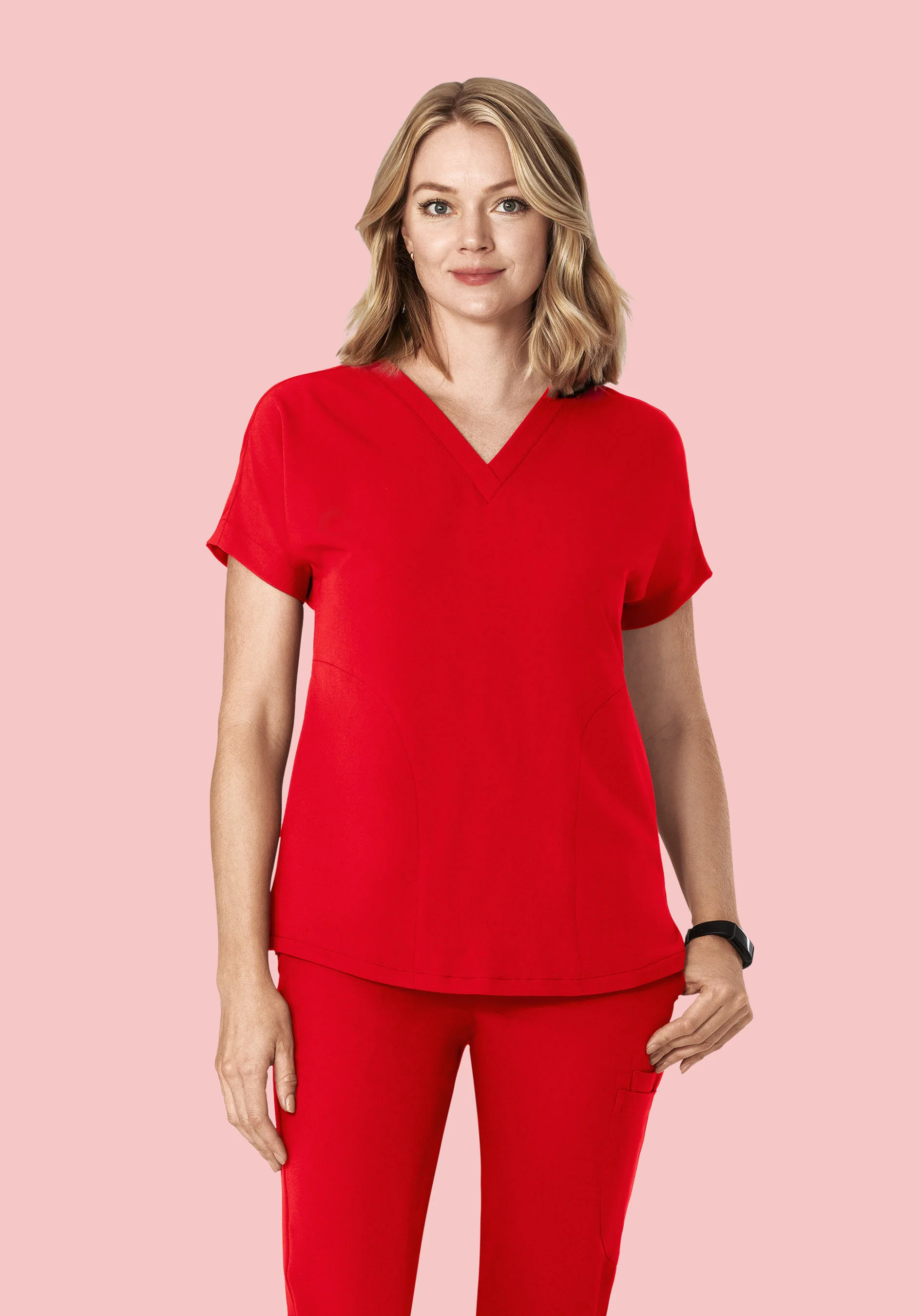Oversized V Neck Top Candy Red - Image 4