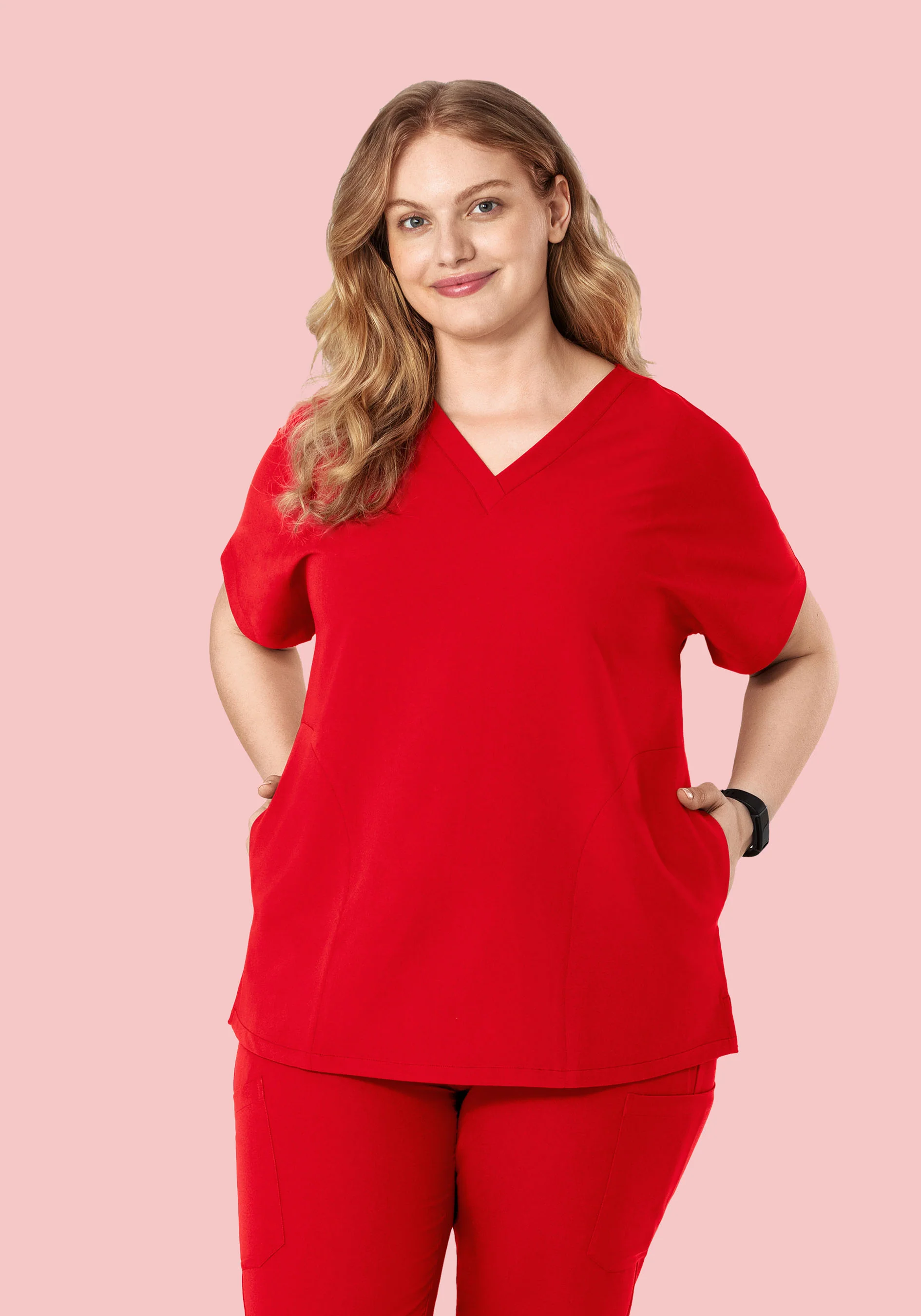 Oversized V Neck Top Candy Red - Image 7