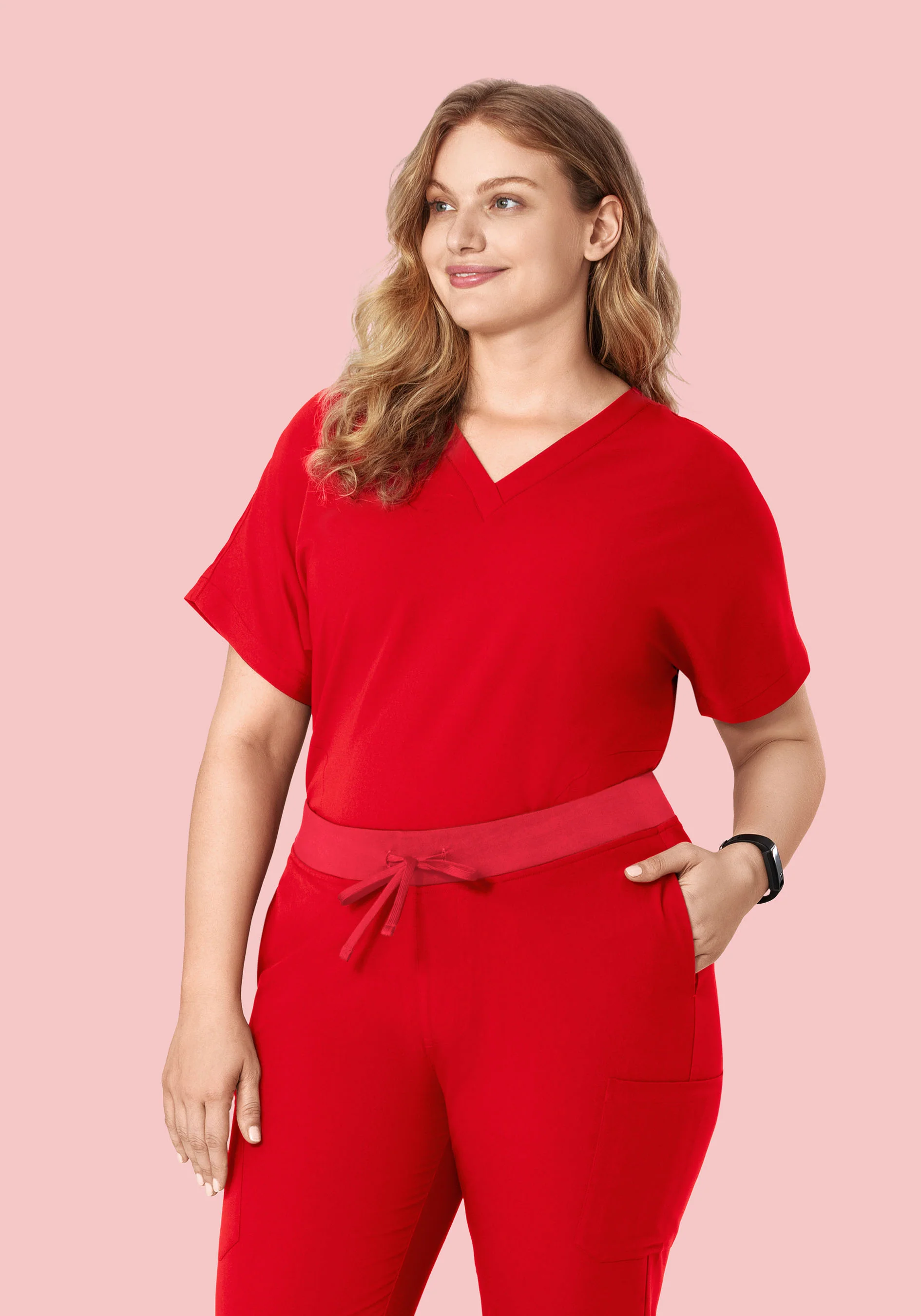 Oversized V Neck Top Candy Red - Image 8