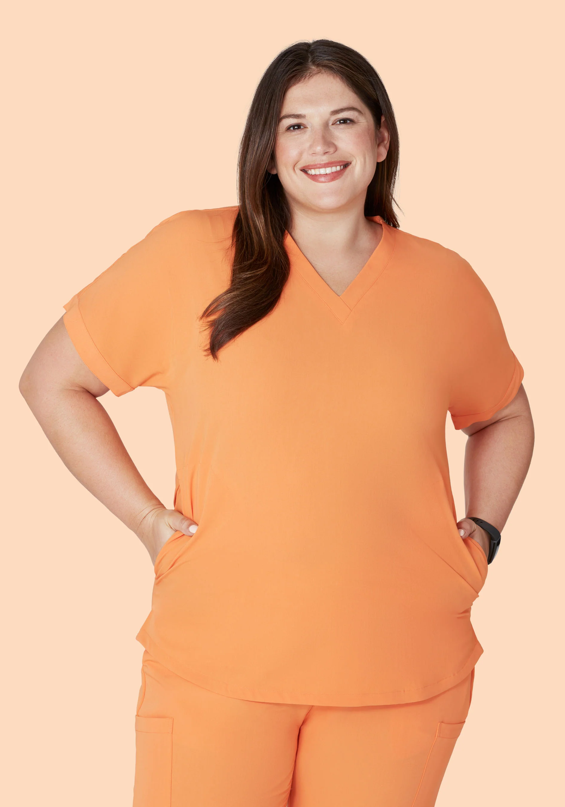 Oversized V Neck Top Cantaloupe - Image 8