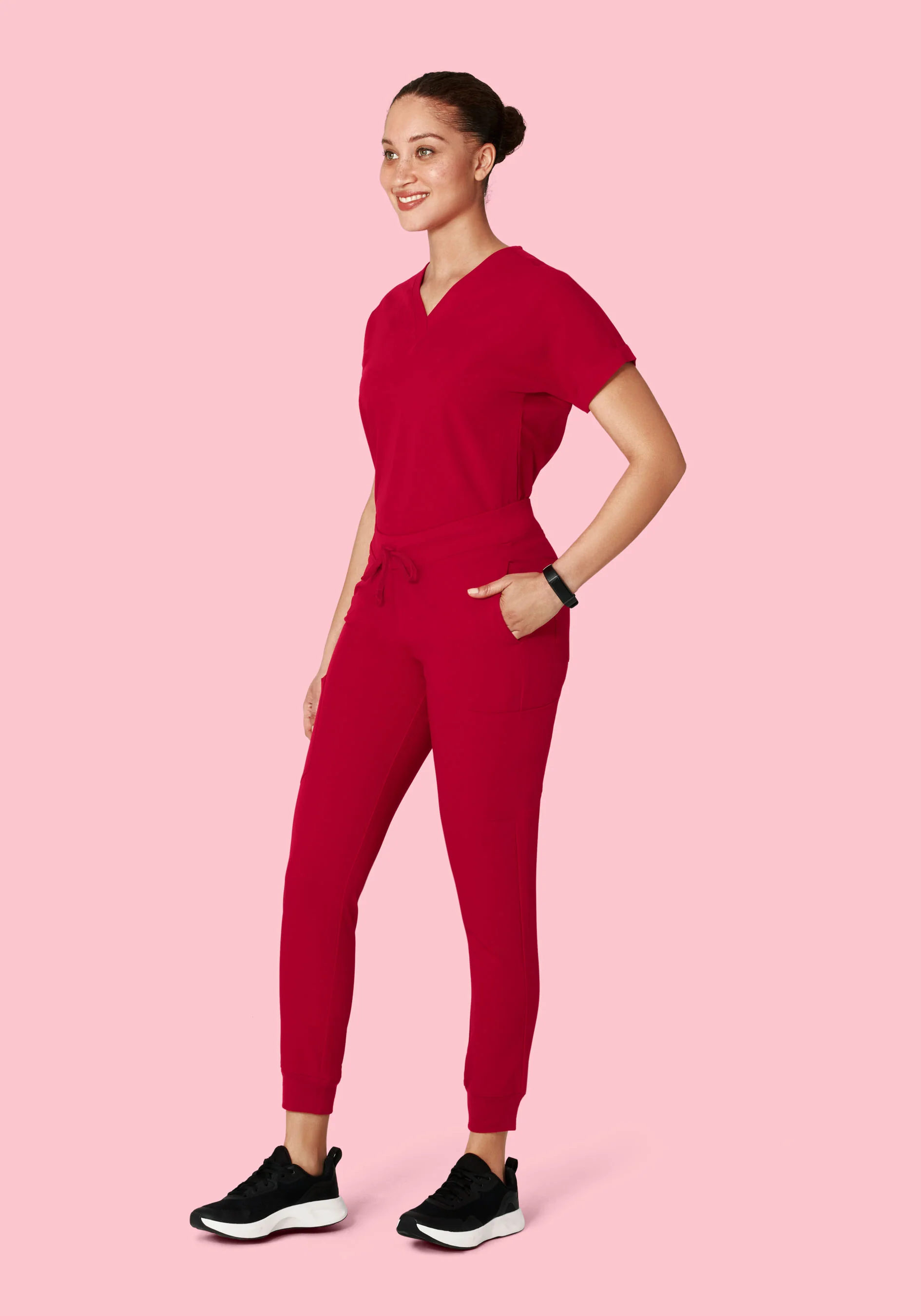 Oversized V Neck Top Crimson - Image 4