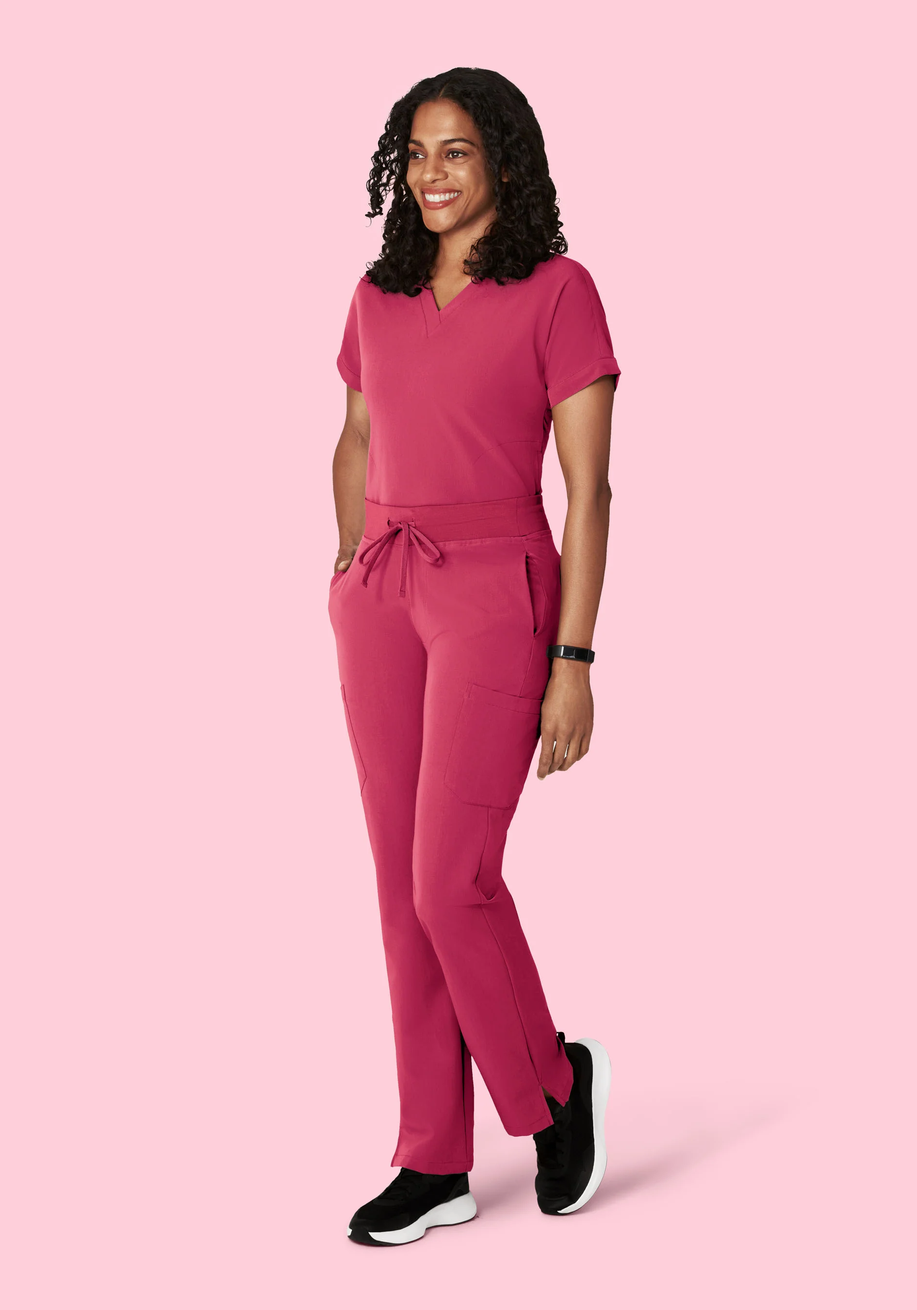 Oversized V Neck Top Deep Magenta - Image 3