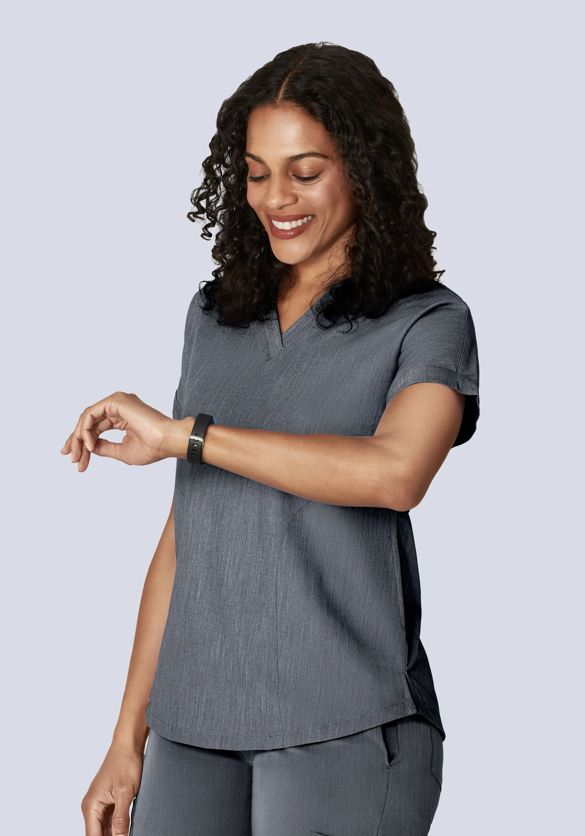 Oversized V Neck Top Gray - Image 3