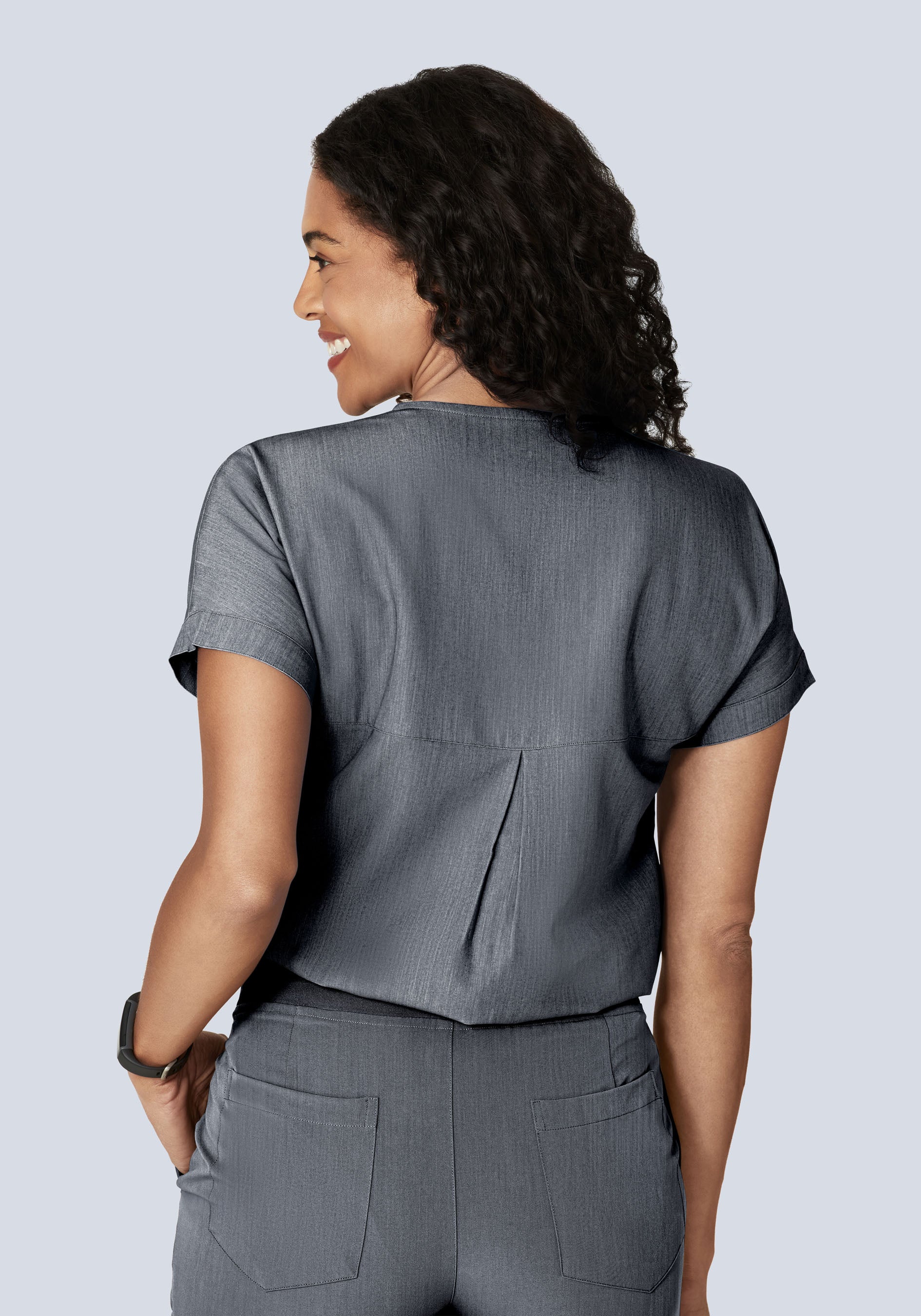 Oversized V Neck Top Gray - Image 4