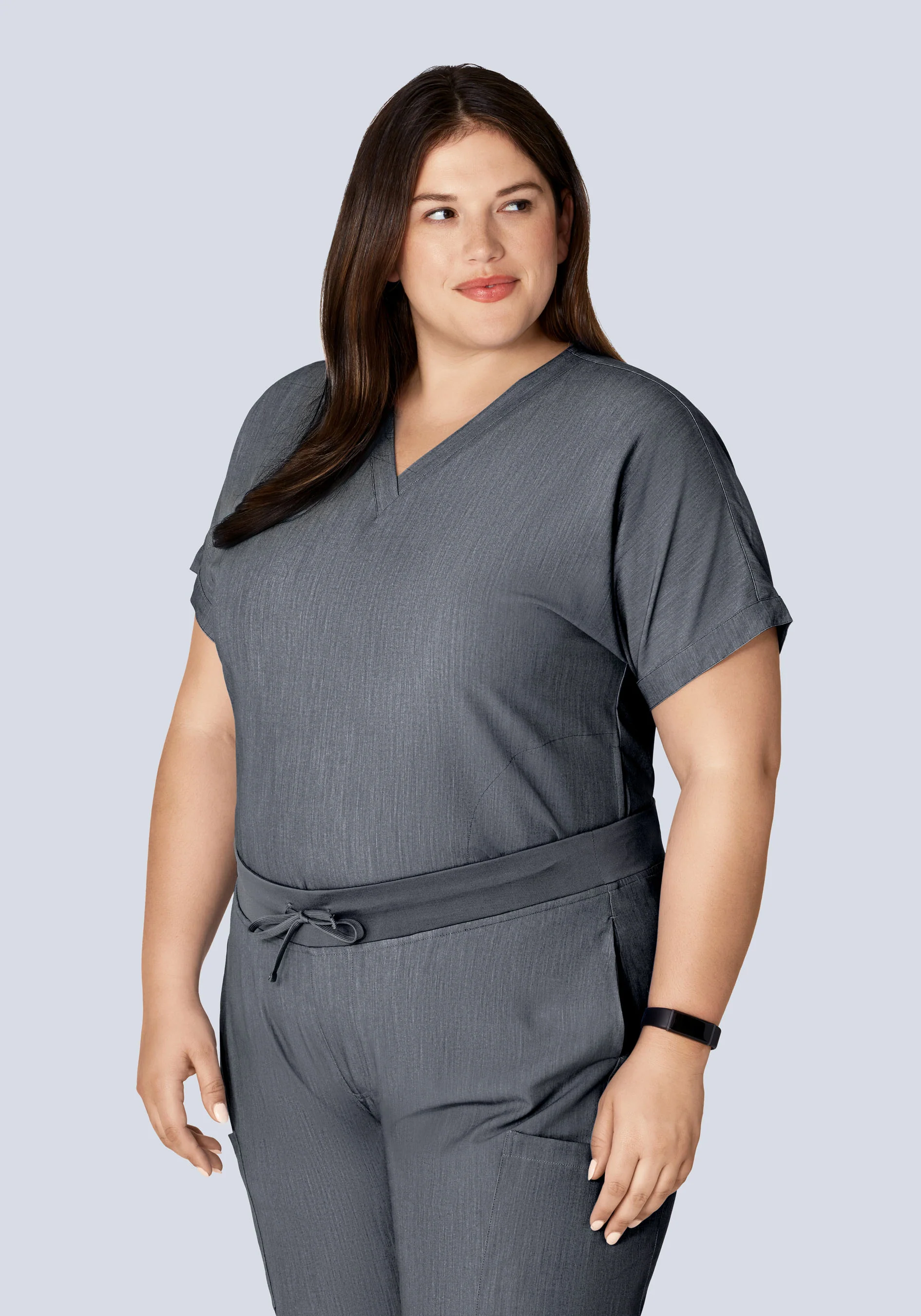 Oversized V Neck Top Gray - Image 7