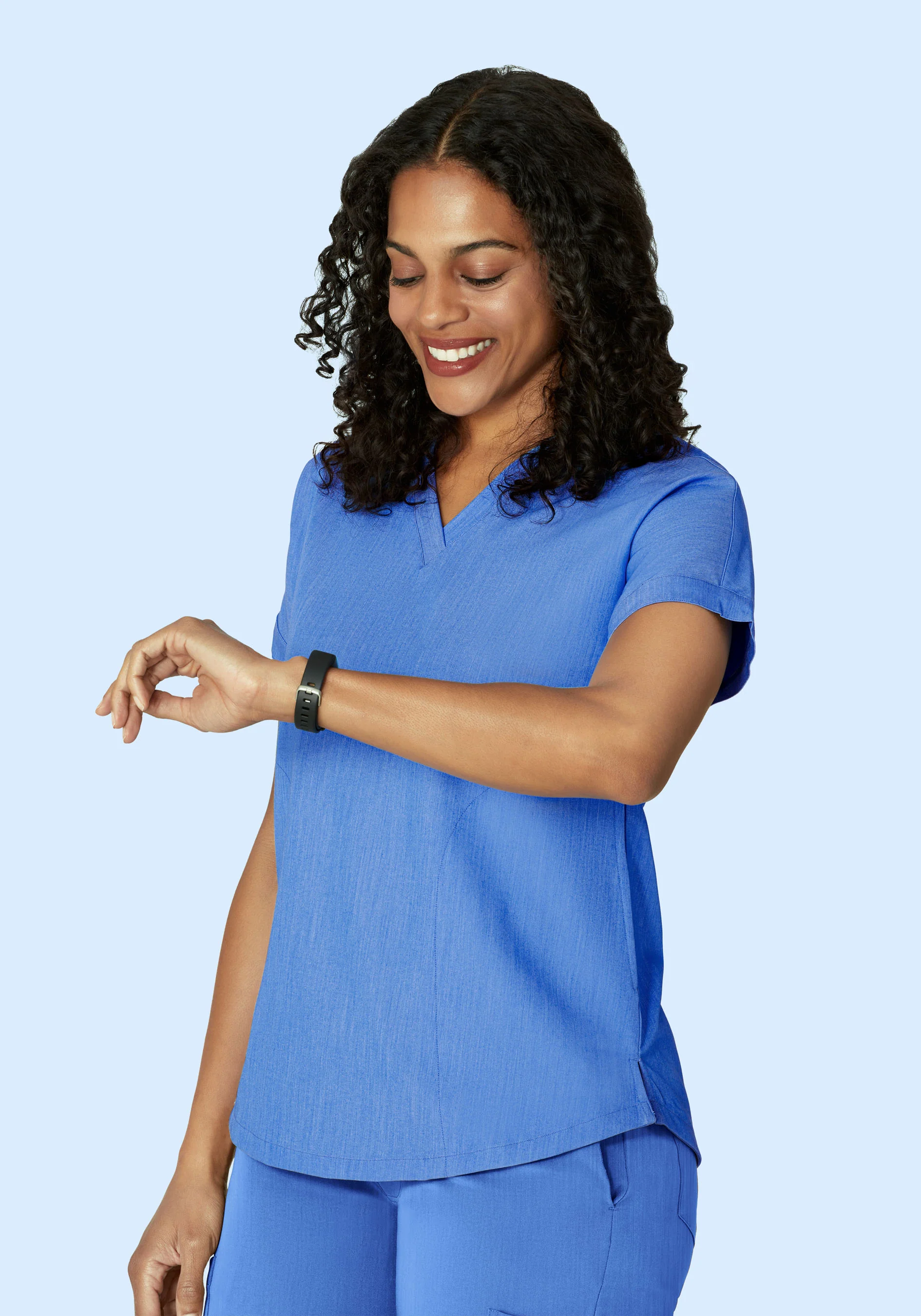 Oversized V Neck Top Heather Blue - Image 3