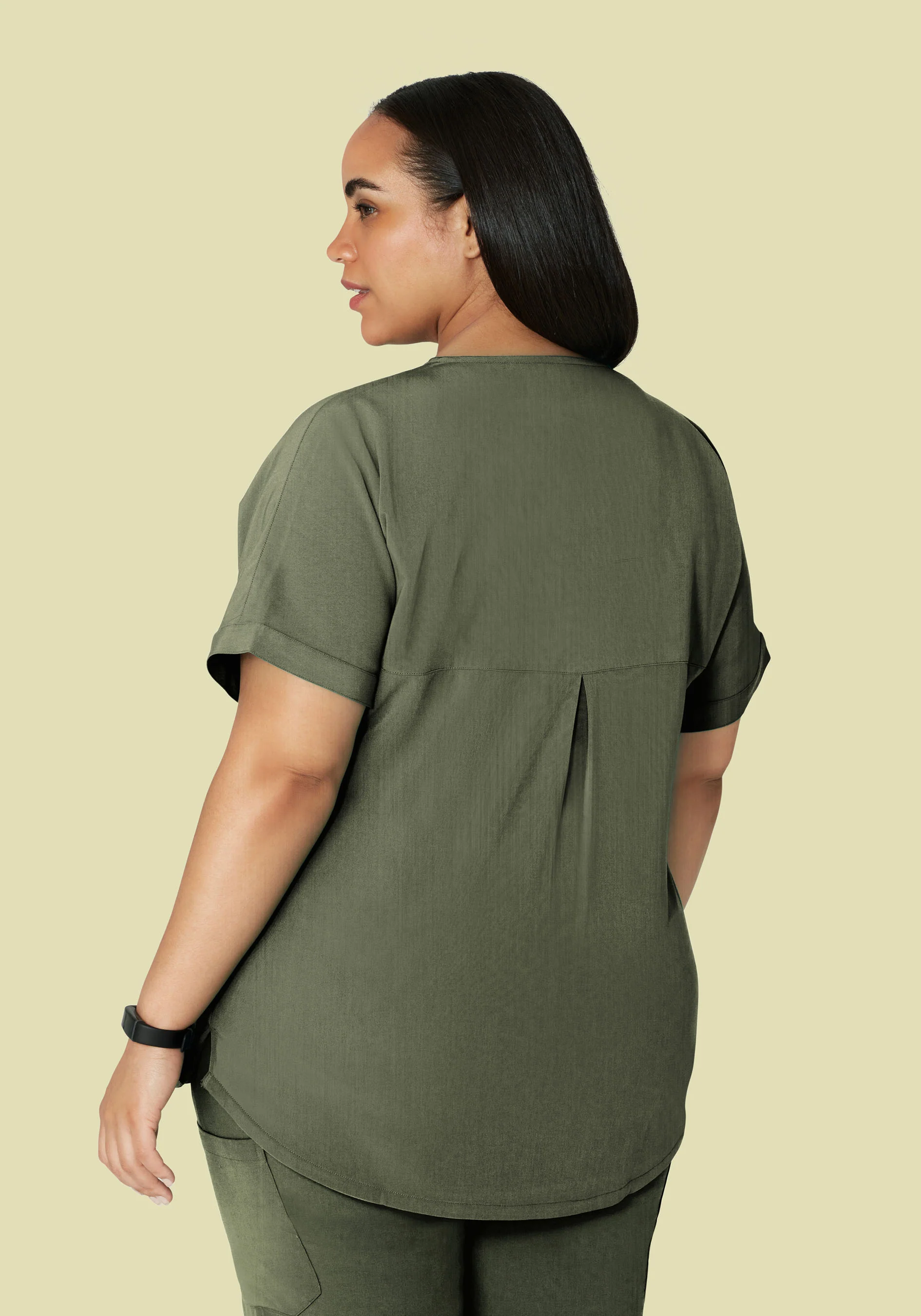 Oversized V Neck Top Heather Olive - Image 7