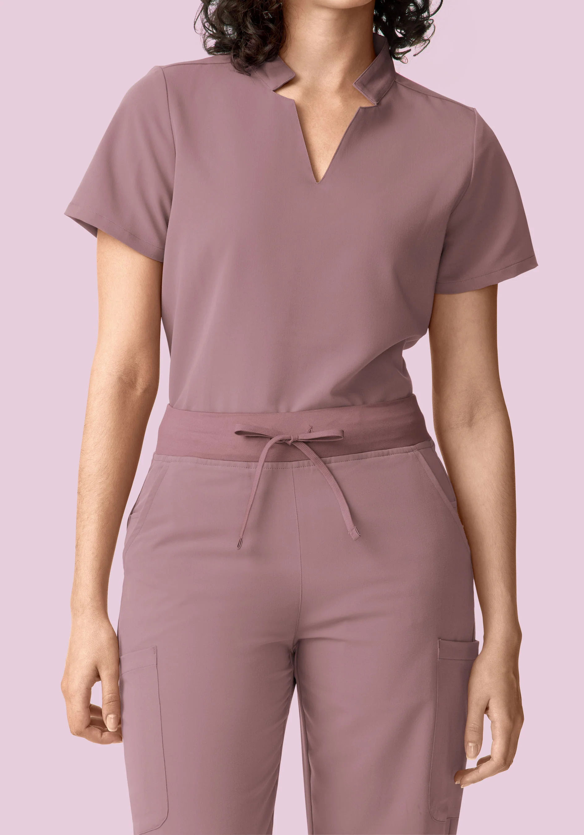 Stand Collar Notch Neck Top Dusk - Image 4