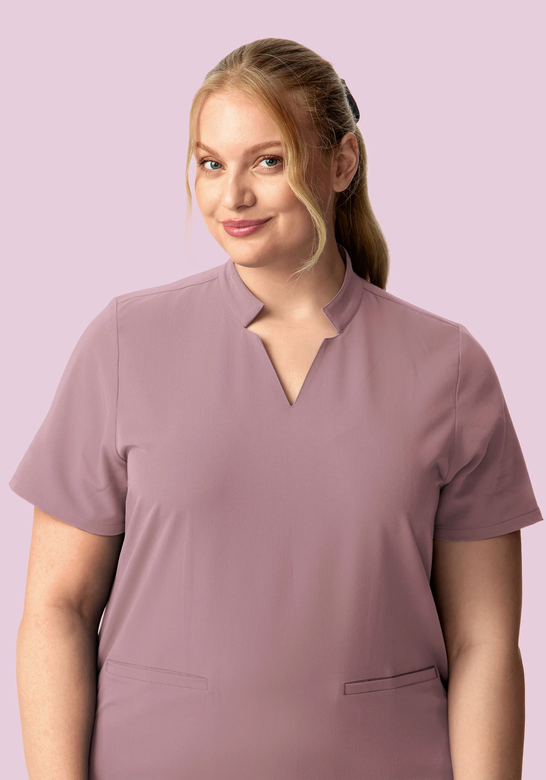 Stand Collar Notch Neck Top Dusk - Image 7