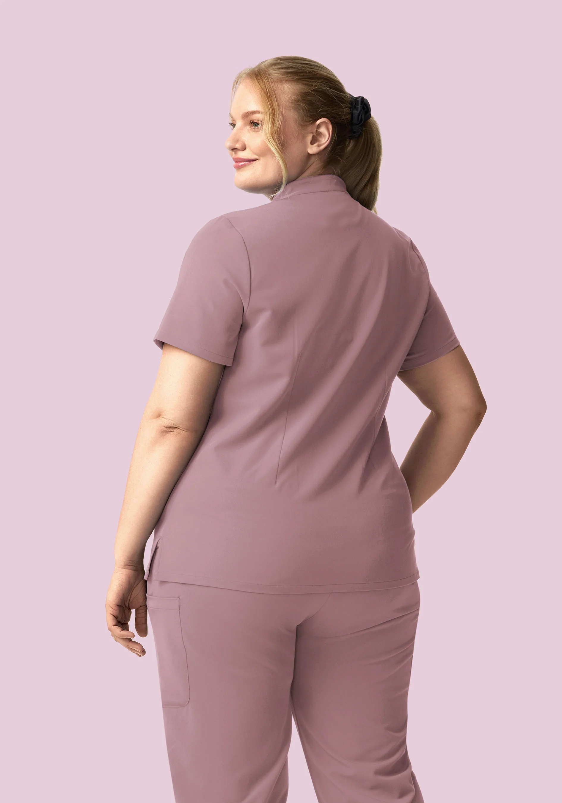 Stand Collar Notch Neck Top Dusk - Image 9
