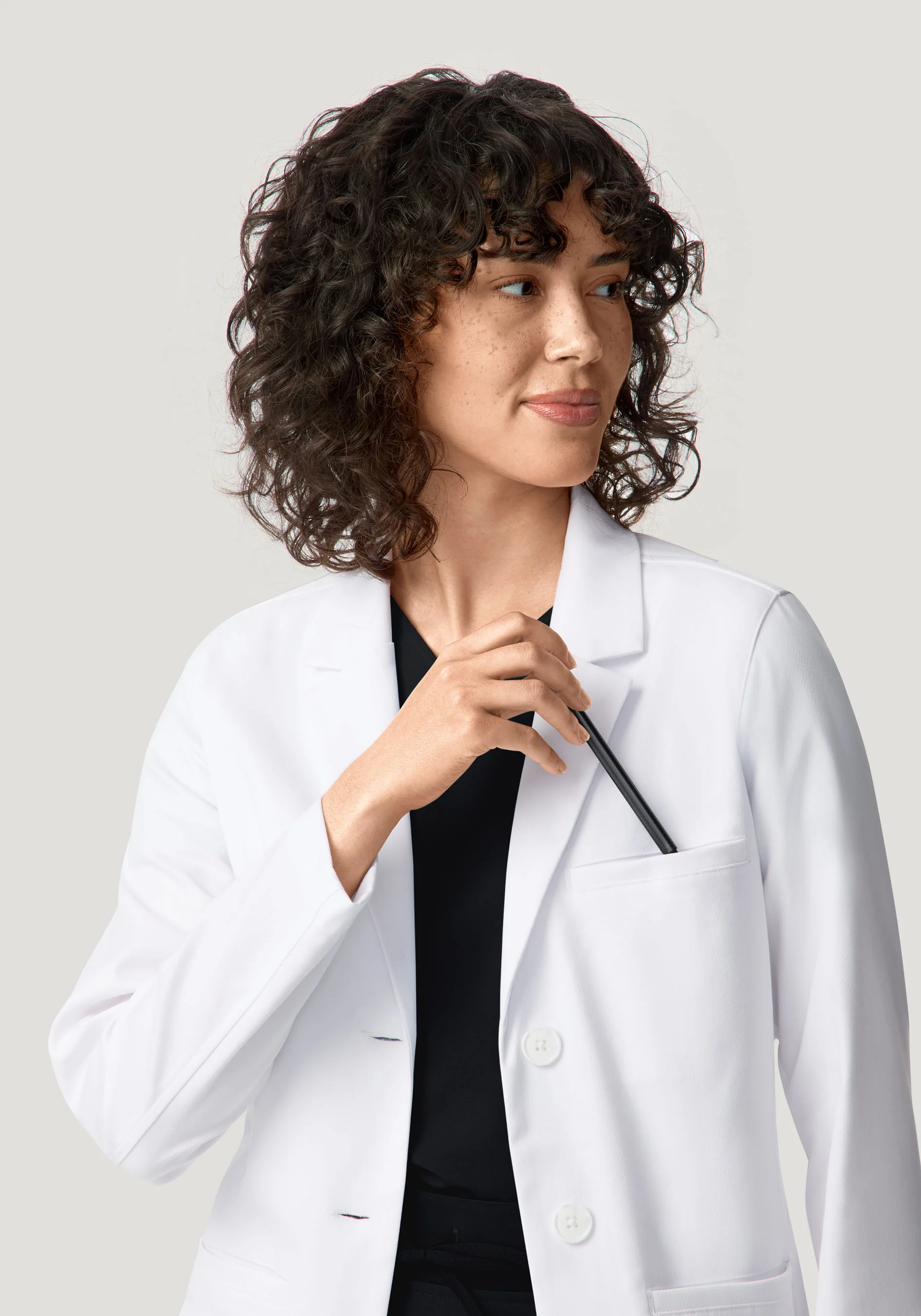 Women's Short Lab Coat White - Image 2