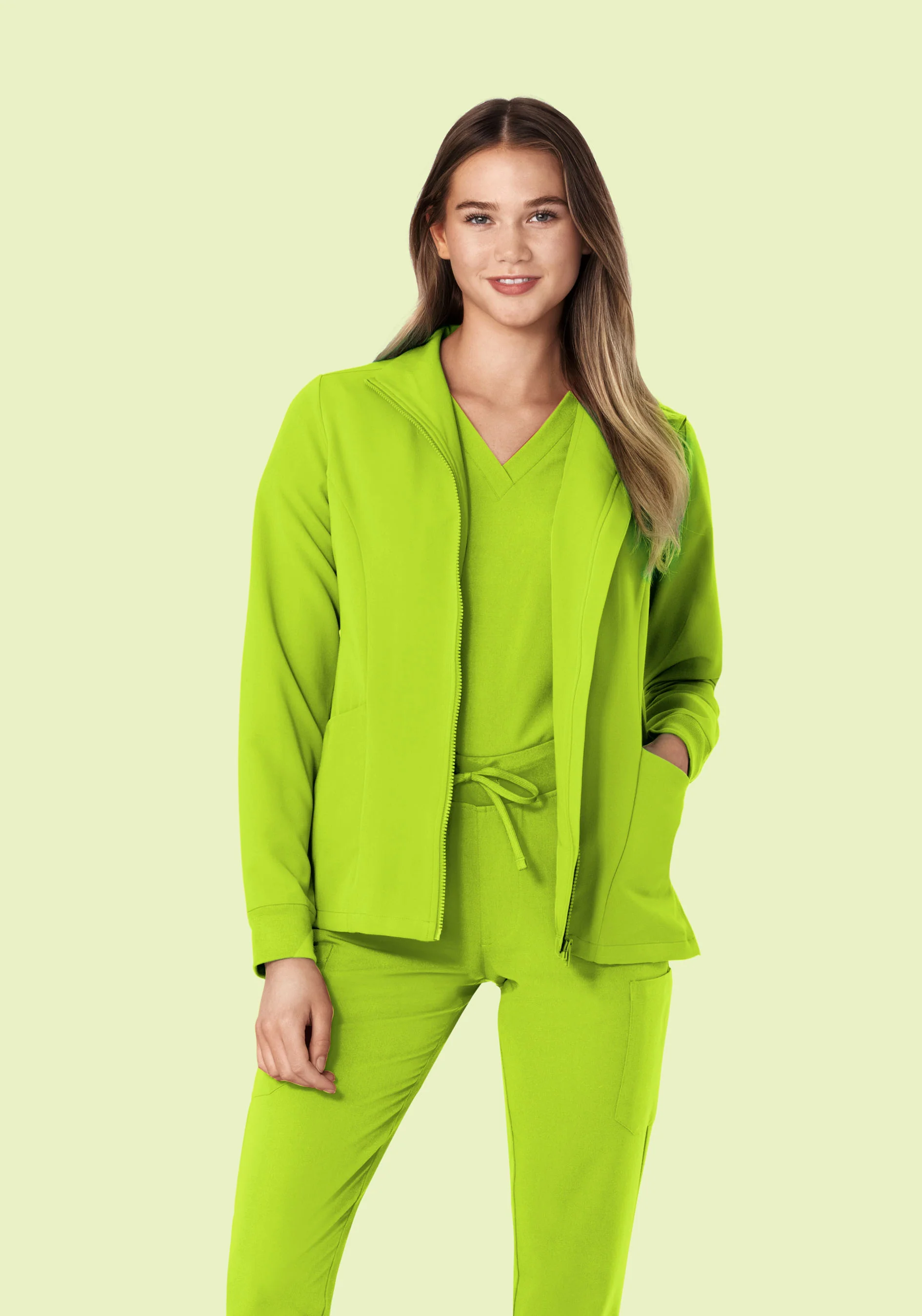 Women's Modern Scrub Jacket Apple Green - Image 2