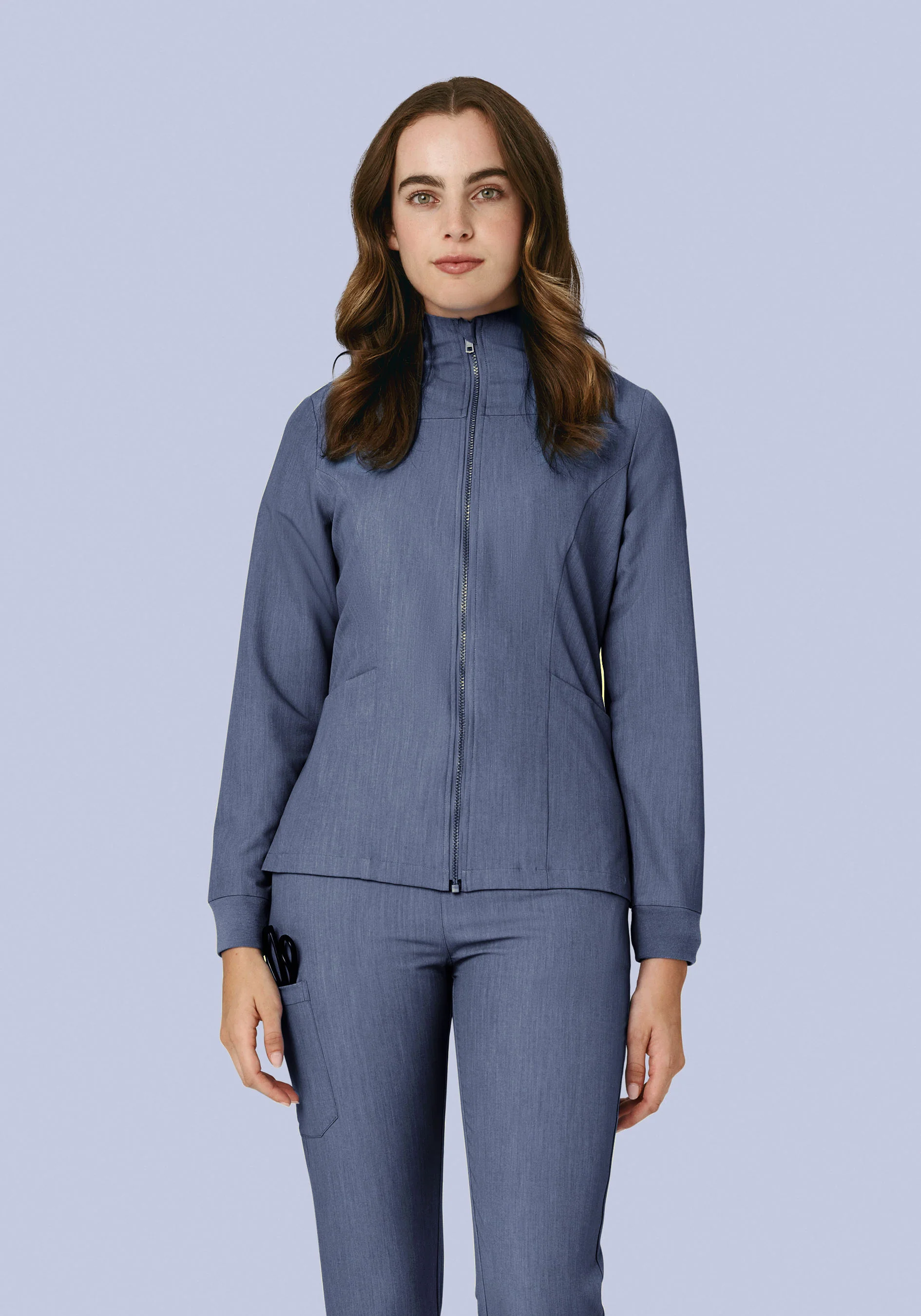 Women's Modern Scrub Jacket Heather Denim - Image 3