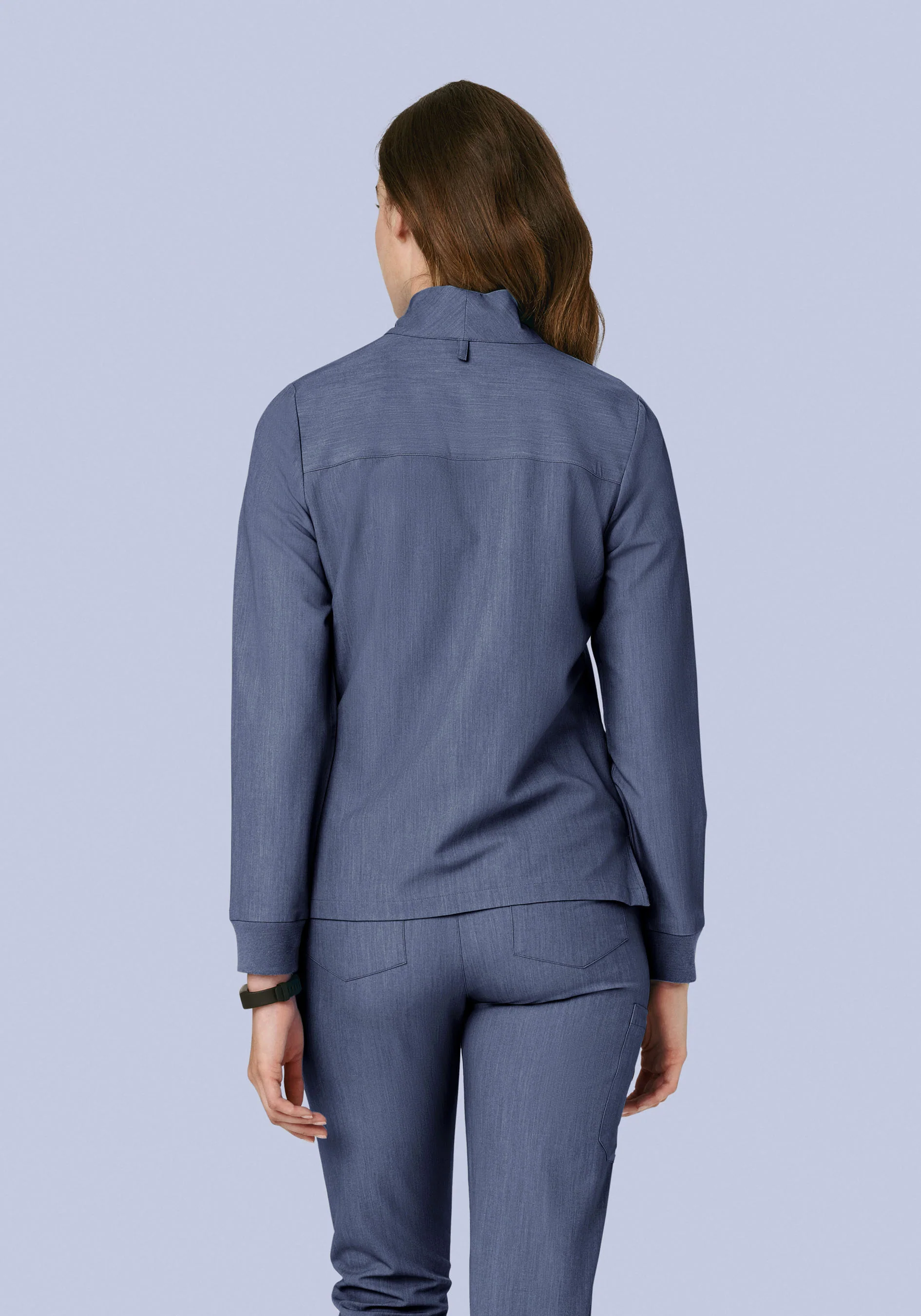 Women's Modern Scrub Jacket Heather Denim - Image 5