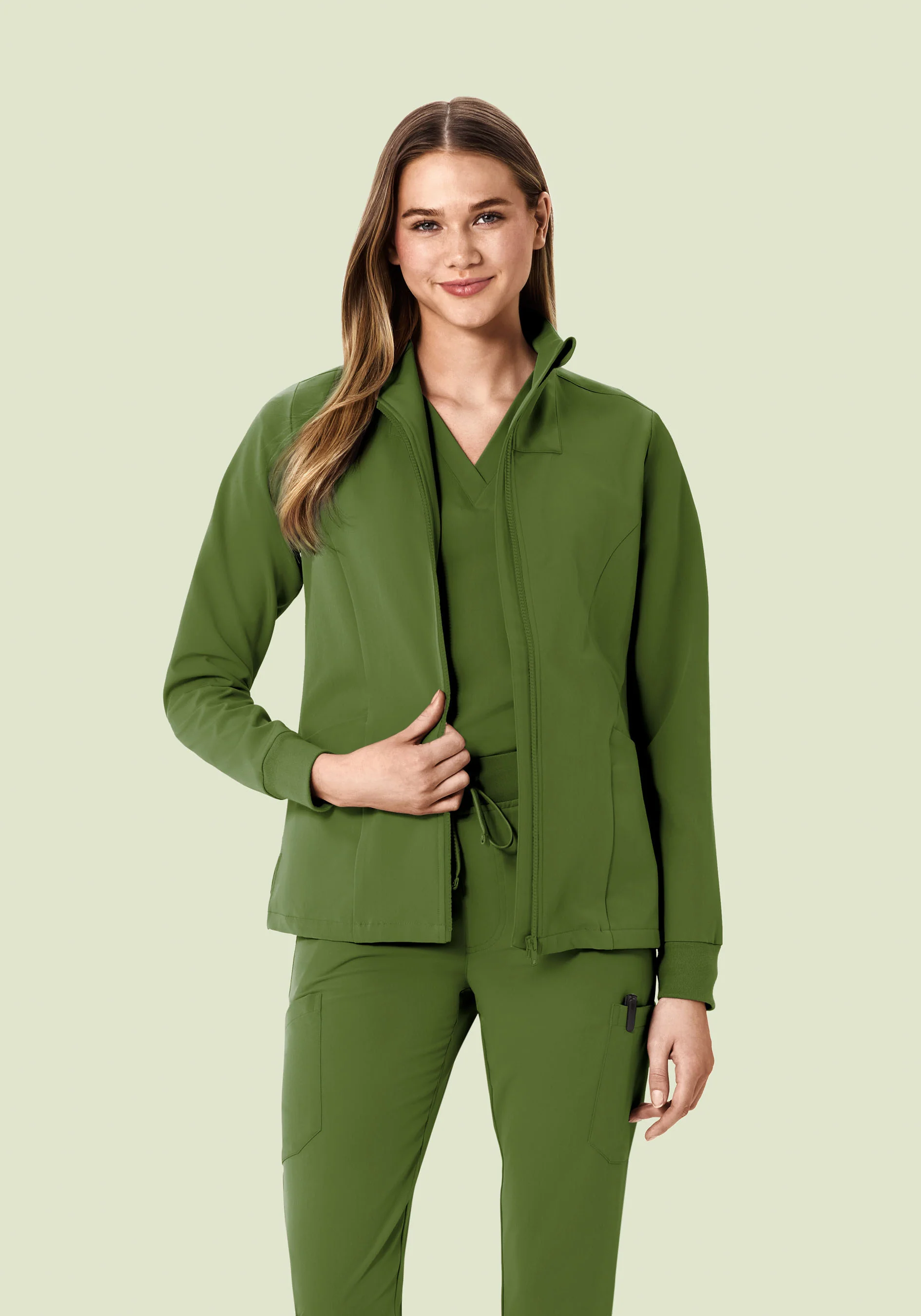 Women's Modern Scrub Jacket Moss - Image 2